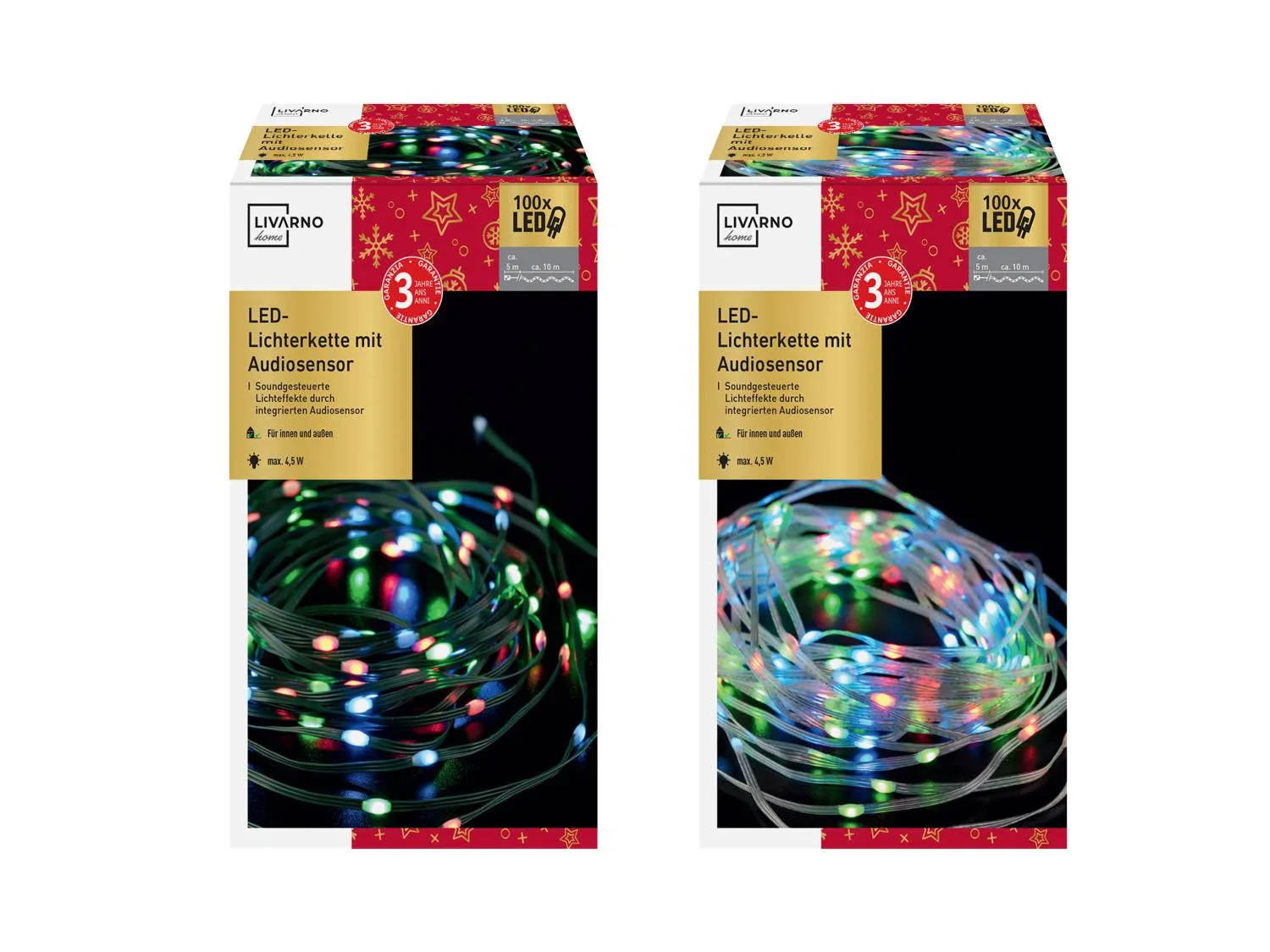 LIVARNO home Guirlande lumineuse  LED avec capteur audio