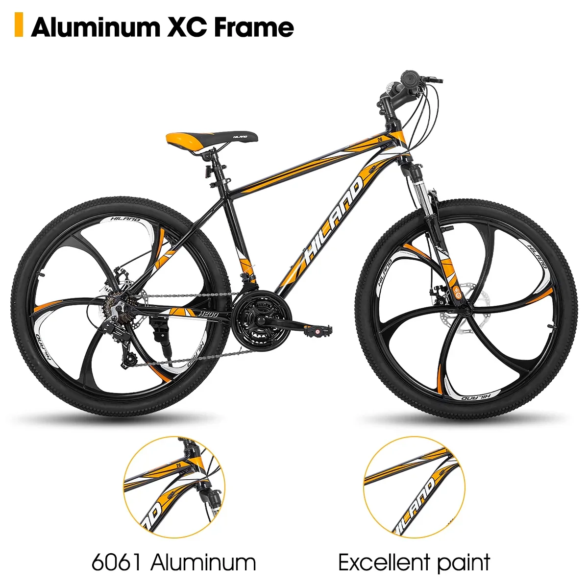 Hiland Mountain Bike, Multi-Spokes,Shimano 21 Speeds Drivetrain,Aluminum Frame 26 inch Wheels, Men's MTB Bicycle, White
