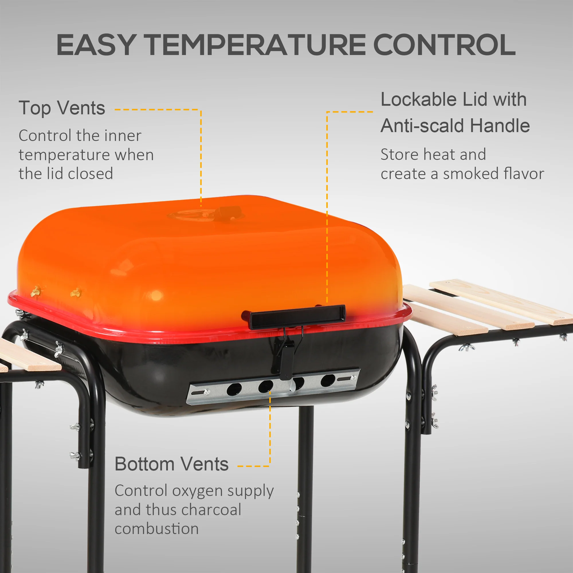 19�� Steel Porcelain Portable Outdoor Charcoal Barbecue Grill