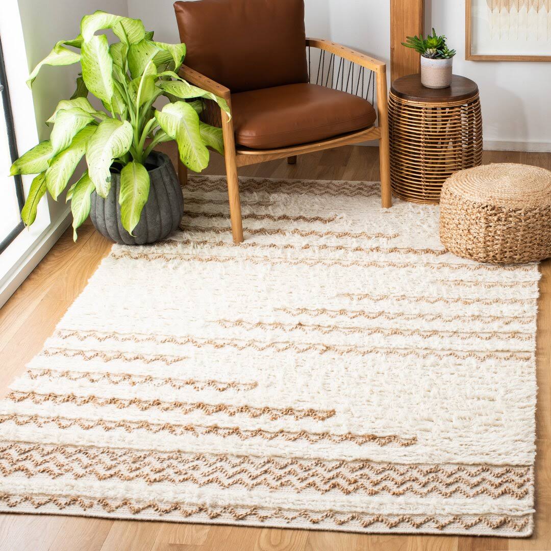 Kristina Chevron Handmade Flatweave Wool Area Rug in Ivory/Brown Steelside Rug Size: Rectangle 10' x 14'