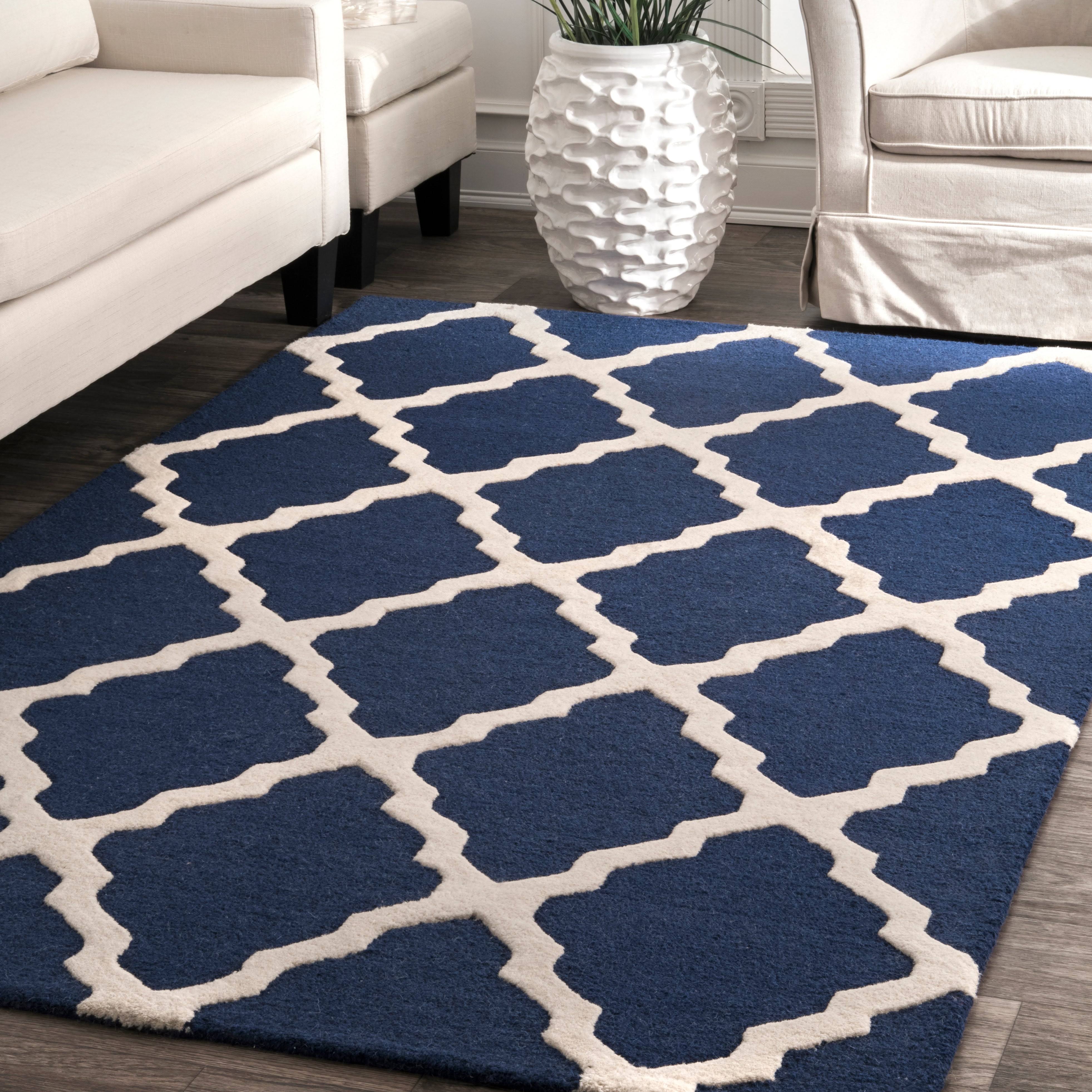 nuLOOM Hand Hooked Marrakech Trellis Mtvs27d Navy Blue 6' Round Area Rug