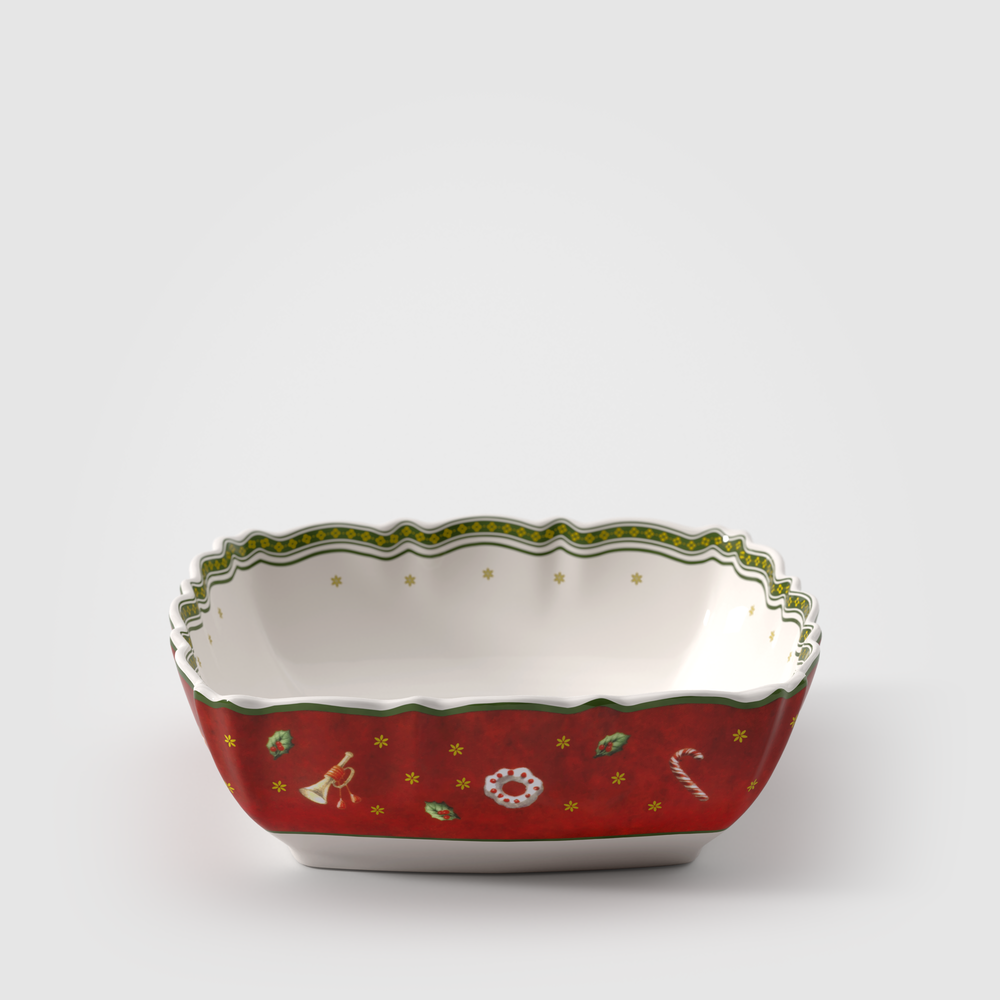 Toy's Delight Serving tray - Red, 6.3'' x 6.3'', Premium Porcelain