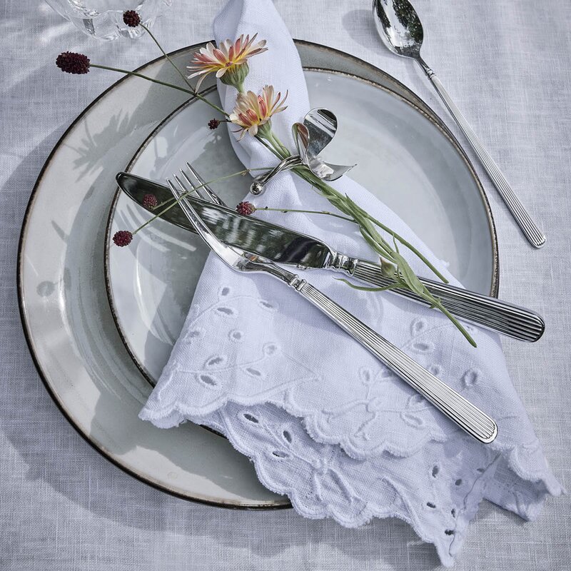 Anglaise serviett 45x45 cm hvit