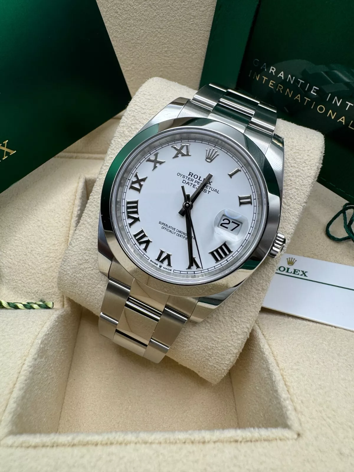 [Super Clone]RLX  Datejust 41mm Smooth Bezel White Roman Oyster - 126300-0015