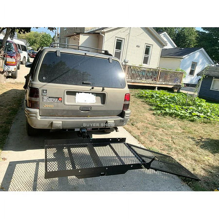 HECASA 500 lb Carrier Hitch Mounted Cargo Folding Scooter and Wheelchair Carrier Mobility Rack with Loading Ramp