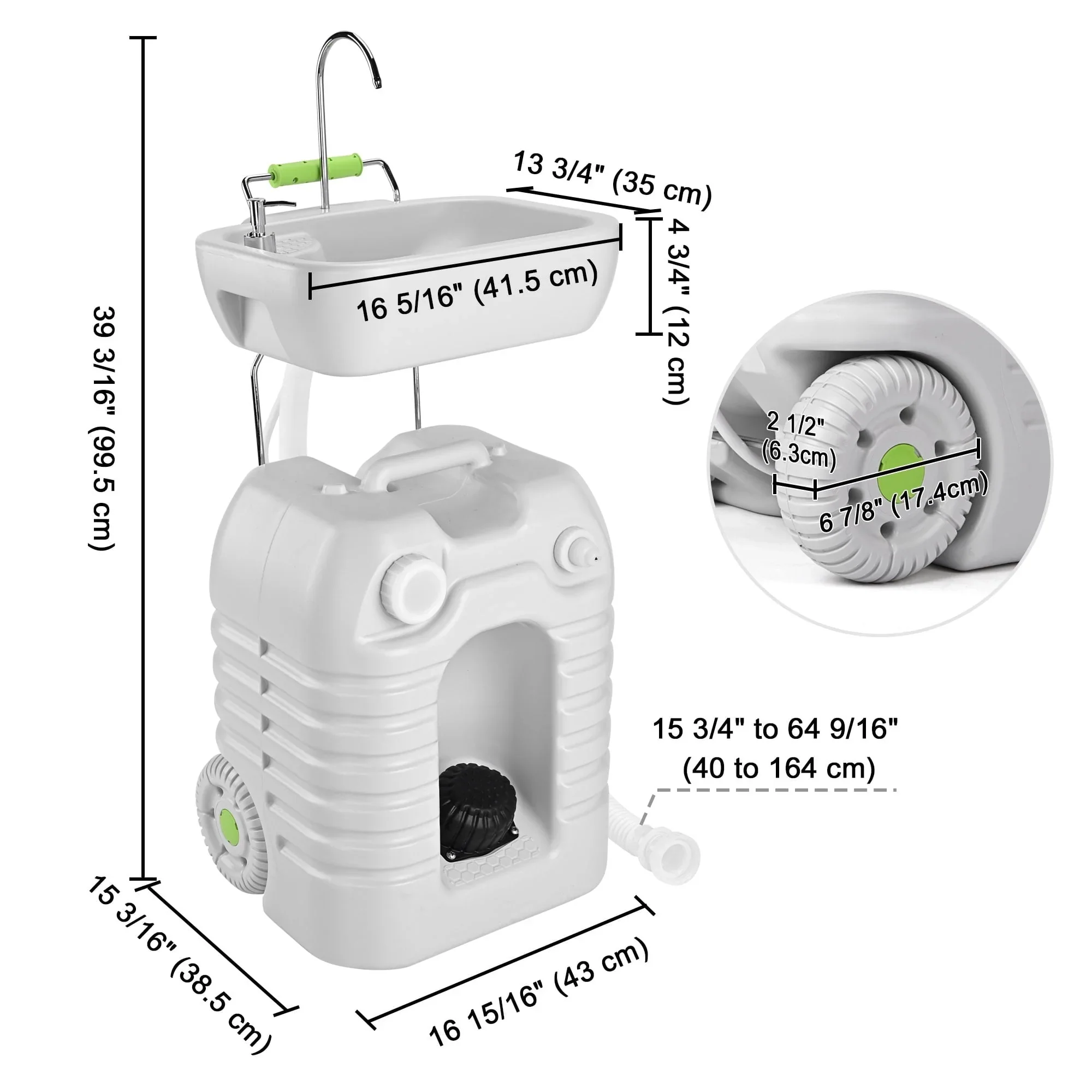 Hand Wash Station Portable Wash Sink Basin Stand 12 Gallon 45L Camping Garden
