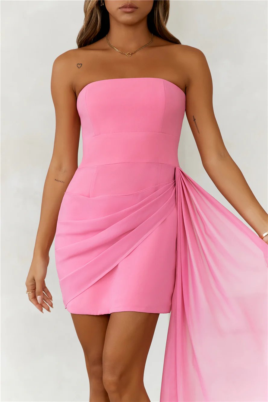 HELLO MOLLY Stars Are Shining Strapless Mini Dress Pink