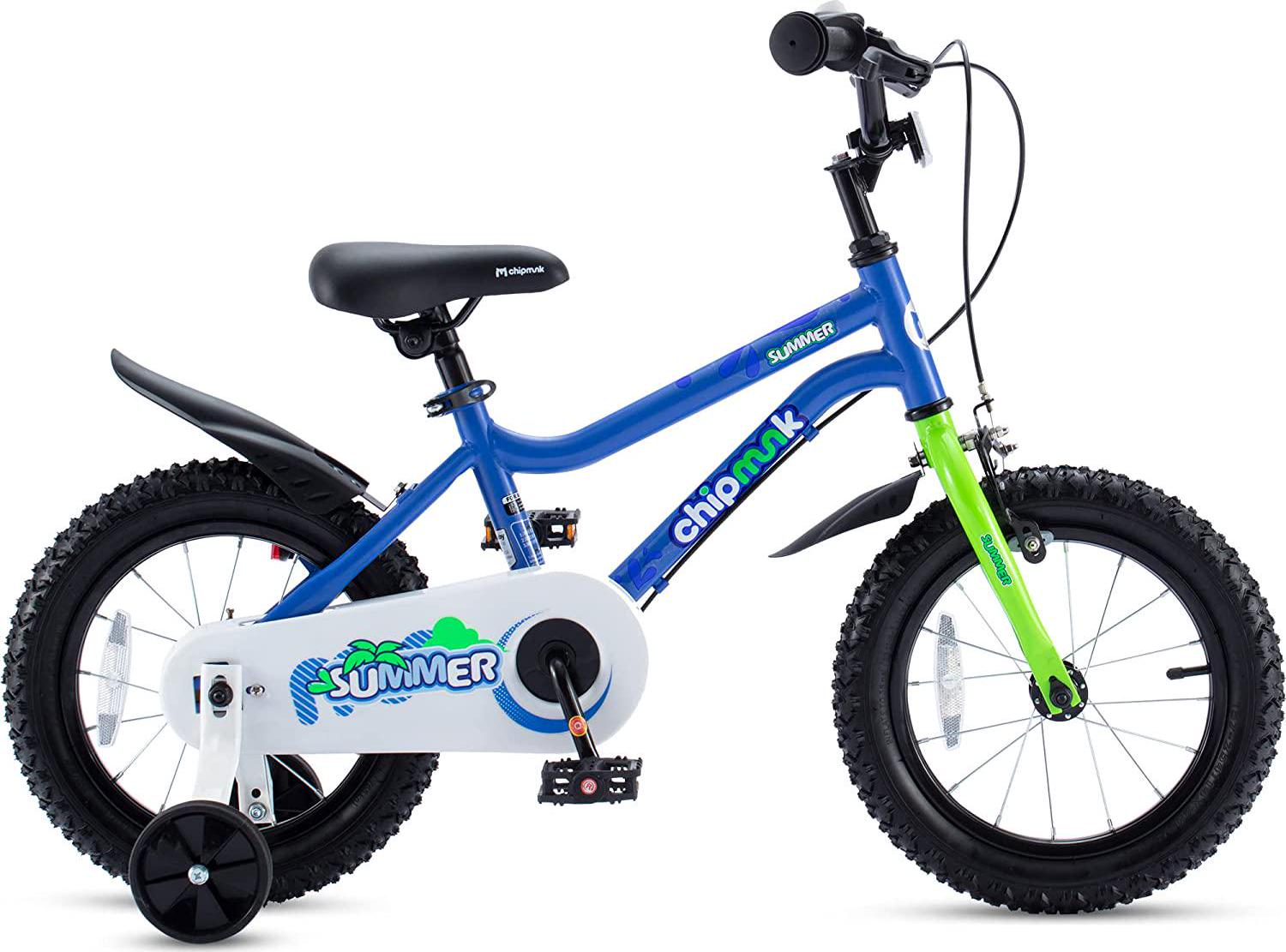 Chipmunk 18 inch MK Sports Kids Bike Summer Blue With Training Wheels and Kickstand - Image 8