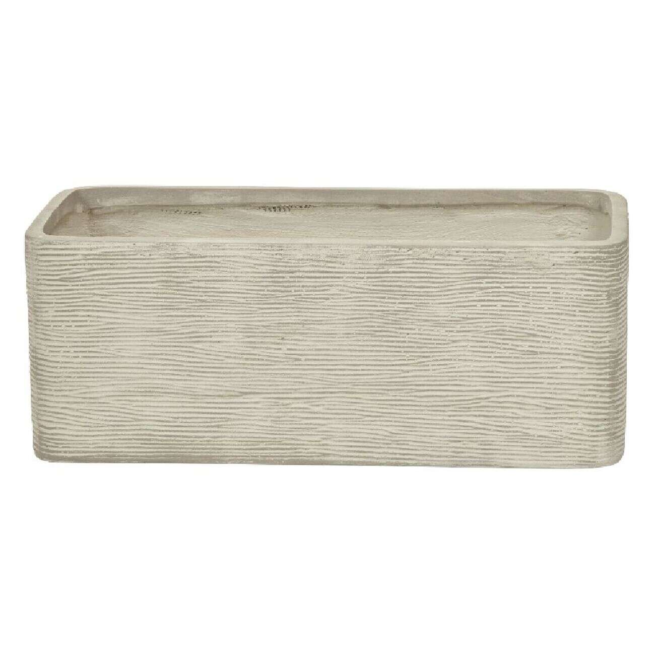 Jardinière fibre d'argile relief strie gris 59x22,5xH22,5cm