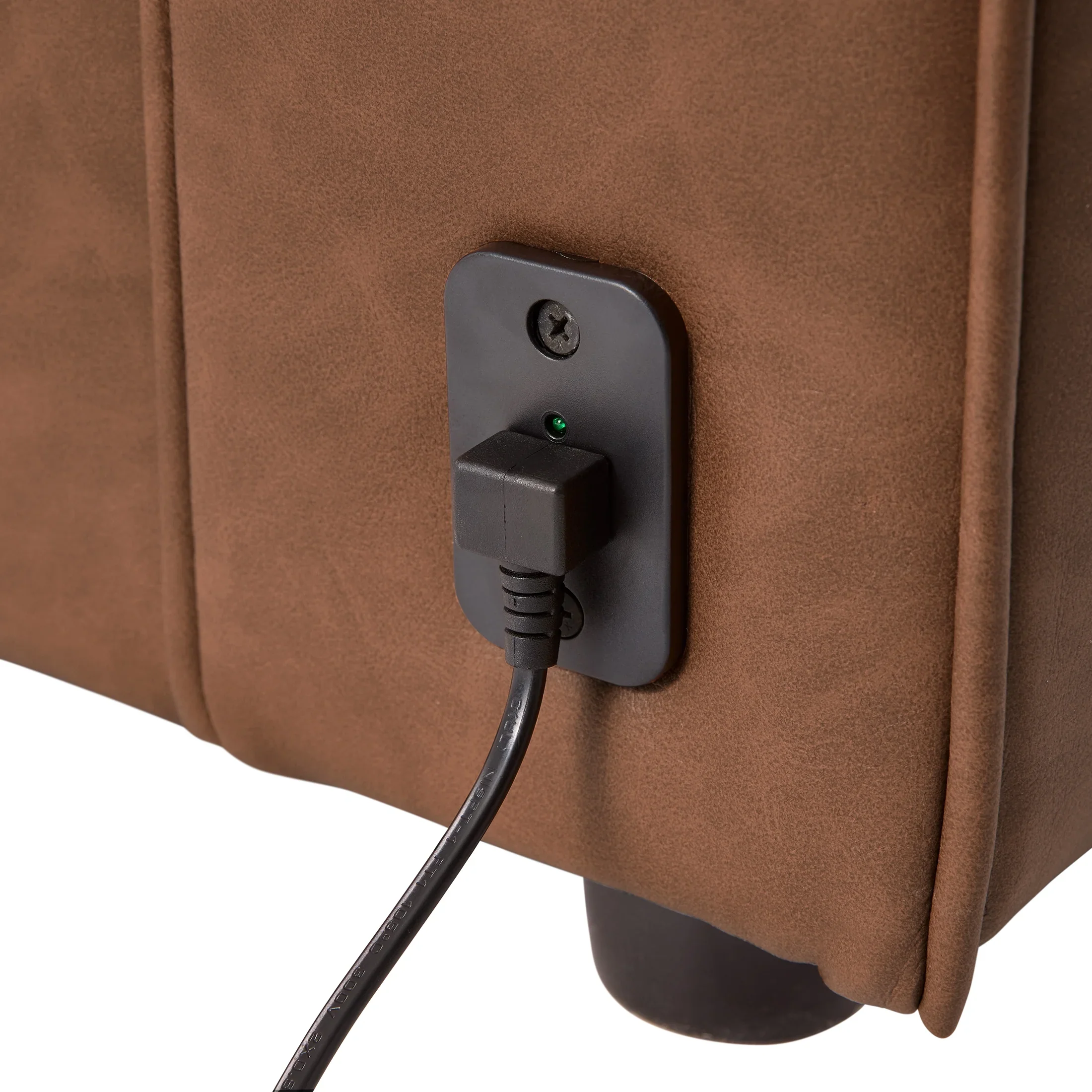 Better Homes & Gardens Allen Push-Button Power Recliner Chair, Cocoa Faux Leather