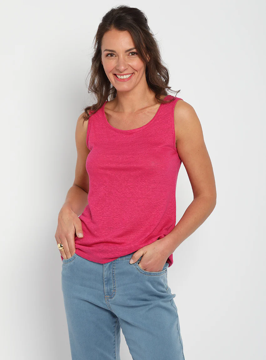 Débardeur femme en lin Rose Vif