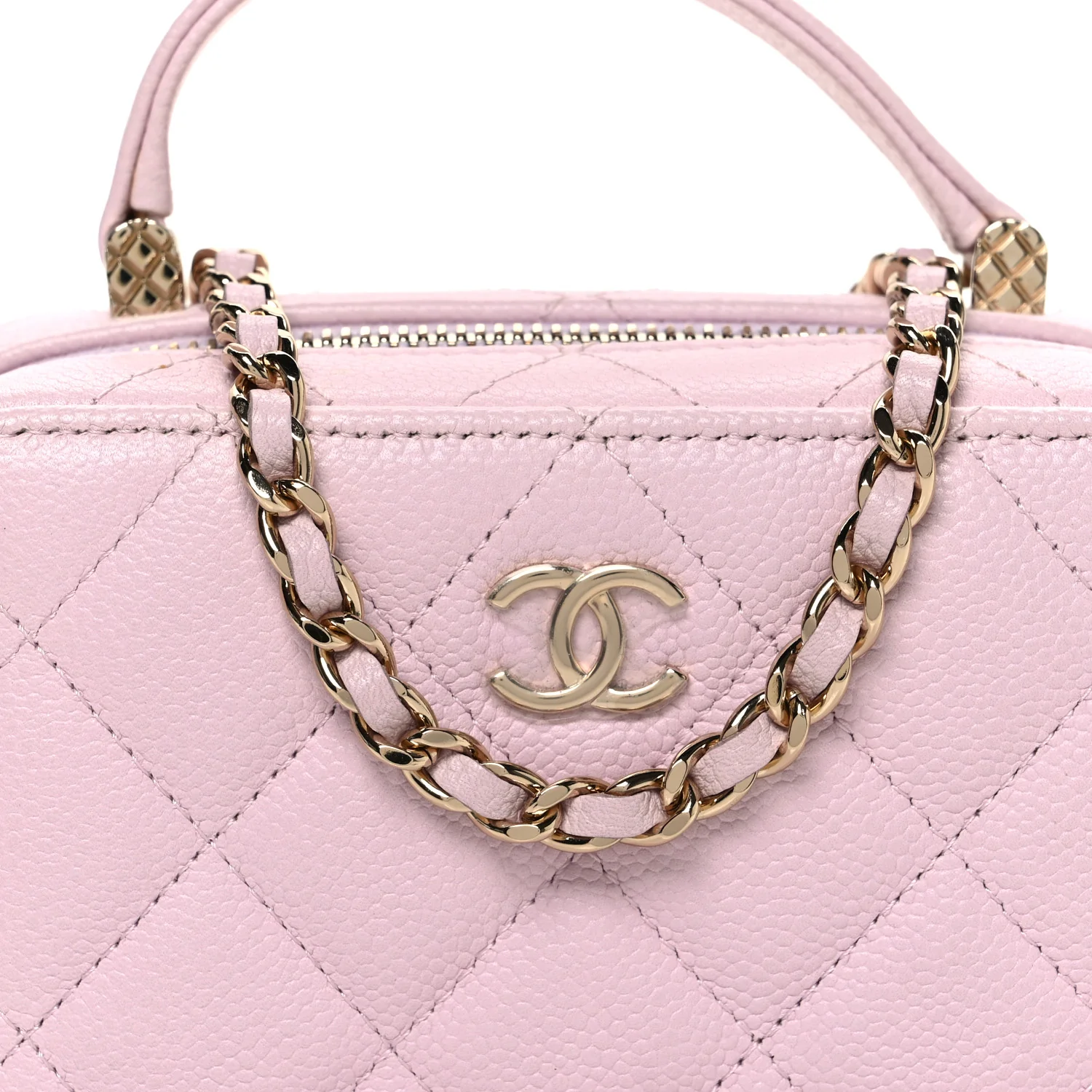 Caviar Quilted Top Handle Vanity Case Pink