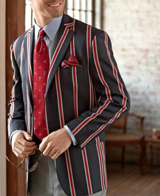 Blazer classique à rayures verticales et revers cranté, deux boutons