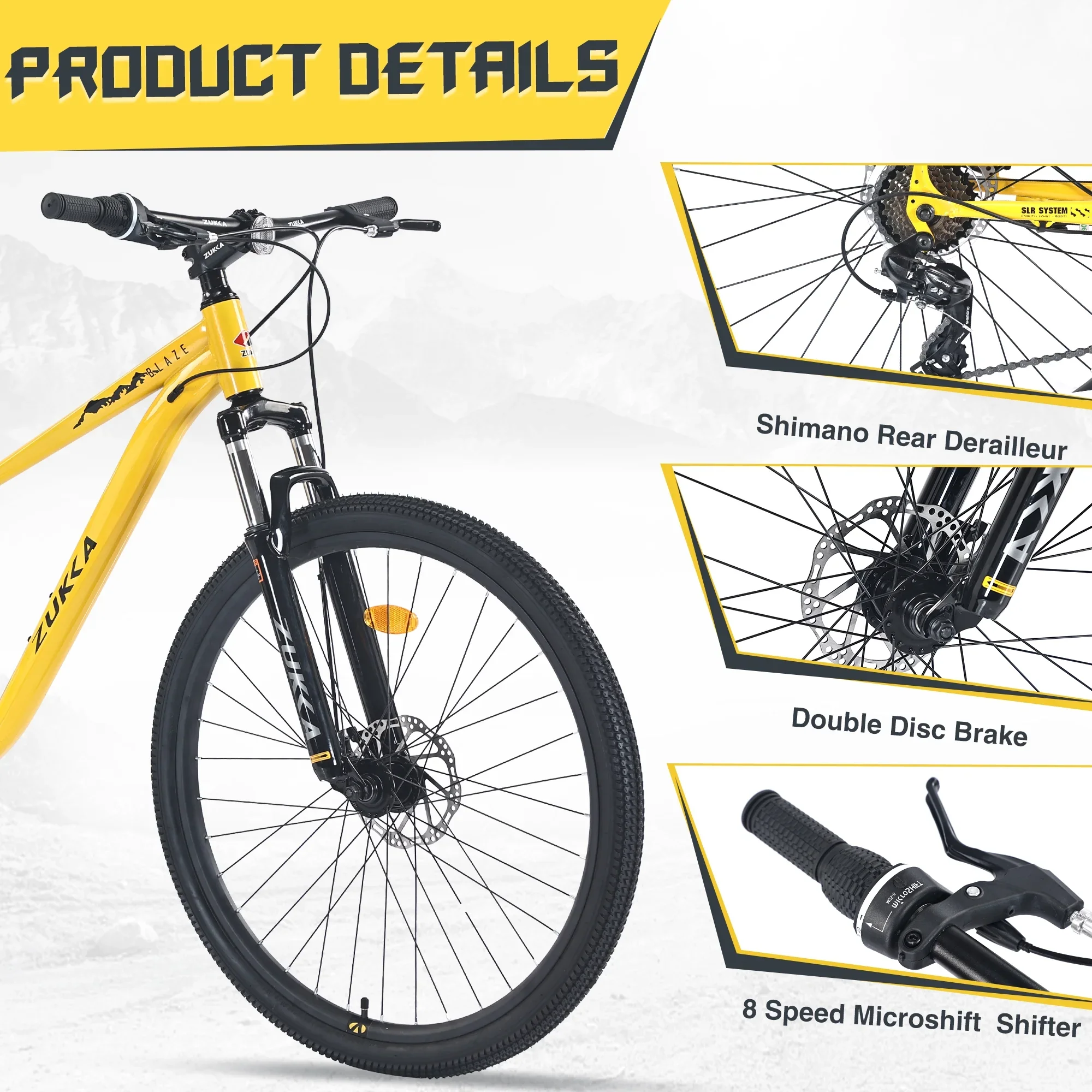 OUDOSPRS 27.5 Versatile Mountain Bike - 8-Speed Steel Frame with Front Suspension