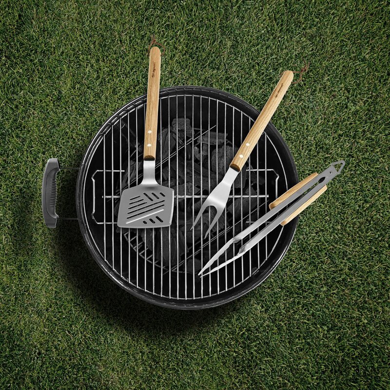 Sturdry BBQ grillsett 3 deler eiketre