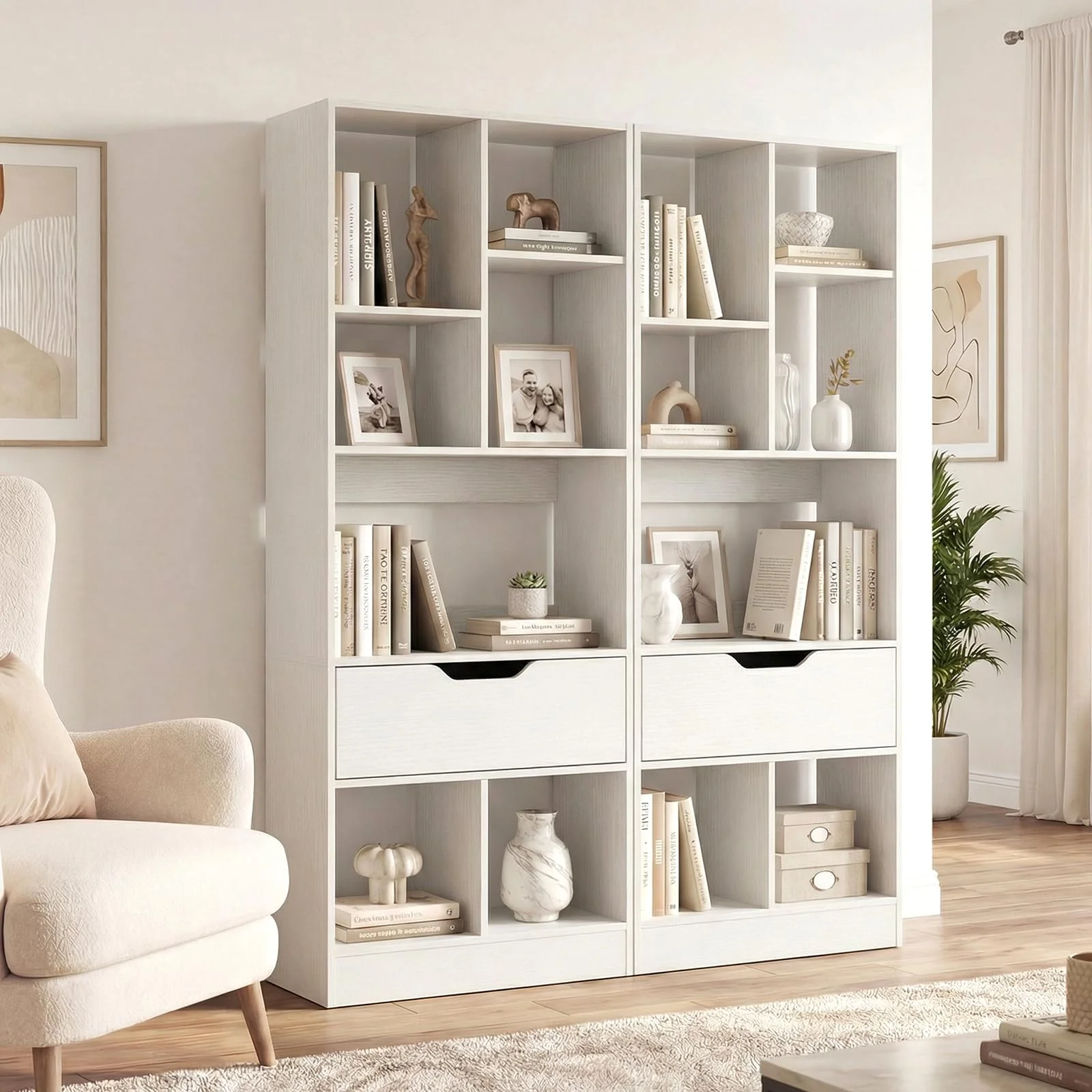 Tangkula 51” Tall Open Bookcase with Drawer(1/2)