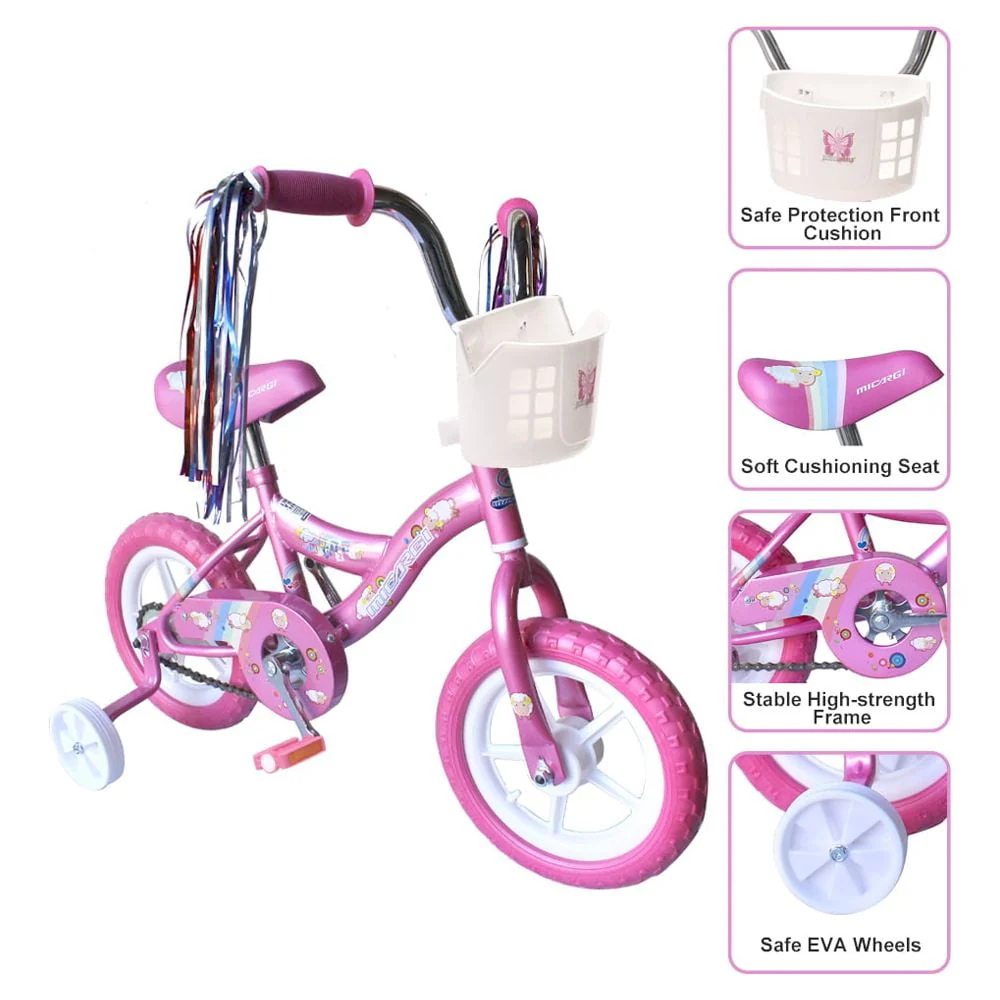 12 In. Kid's Beginner Bicycle for 2-4 Years Old Boy's and Girl's with Foam Tire for Indoor Use No Brake, Pink - Image 3