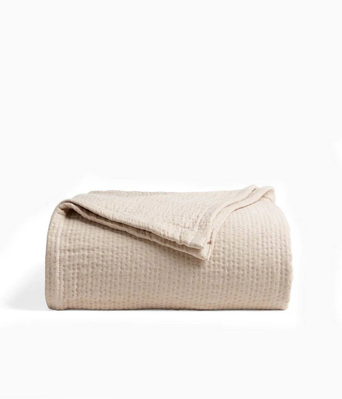 Under The Canopy Organic Cotton Matelasse Full/Queen Blanket in Taupe