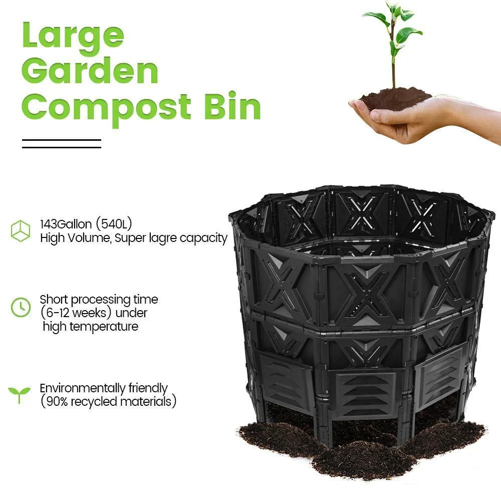 EJWOX Large Compost Bin Outdoor- 143/190 Gallon (540 /720  L) Garden Composter-BPA Free