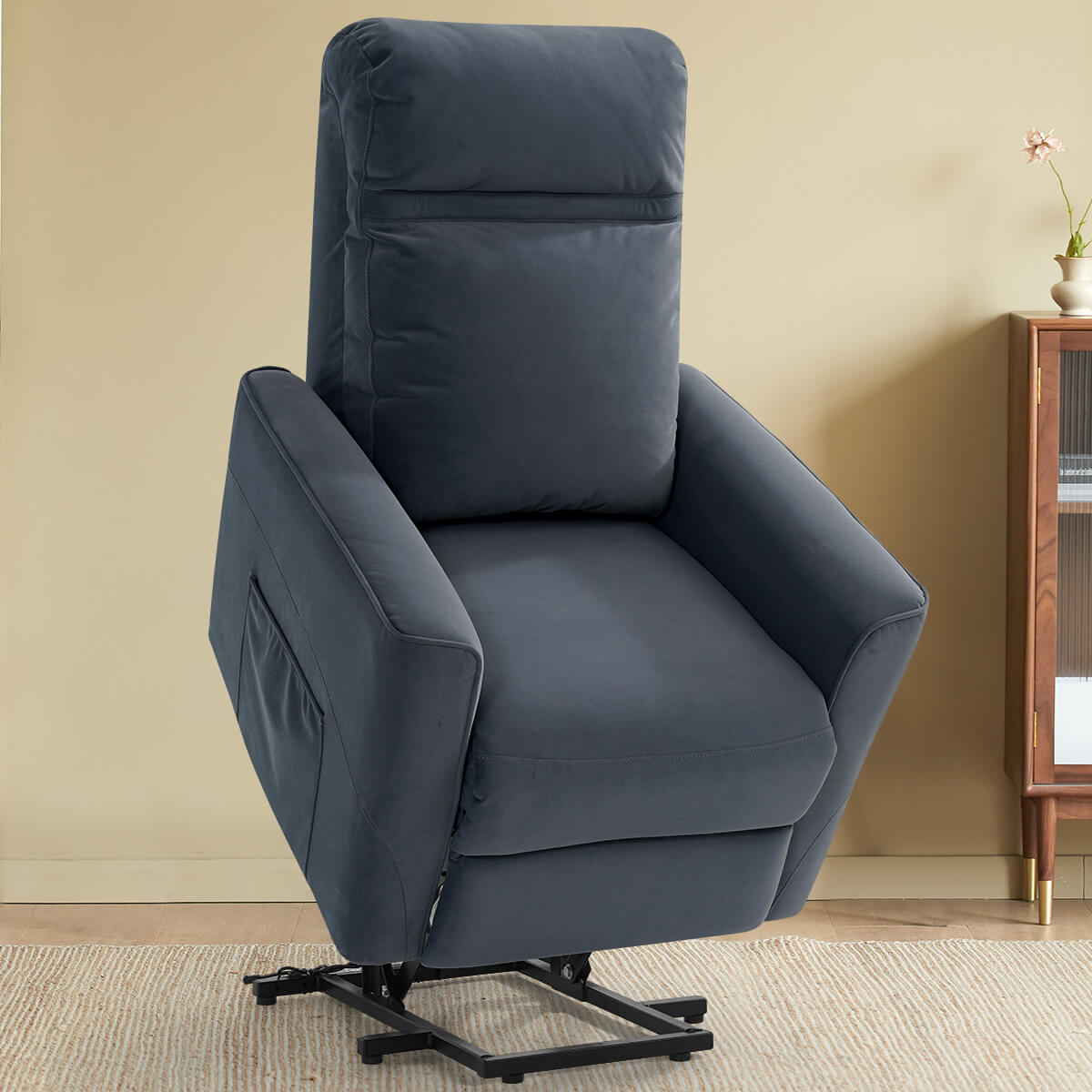 Fauteuil releveur électrique avec massage par pétrissage, en tissu