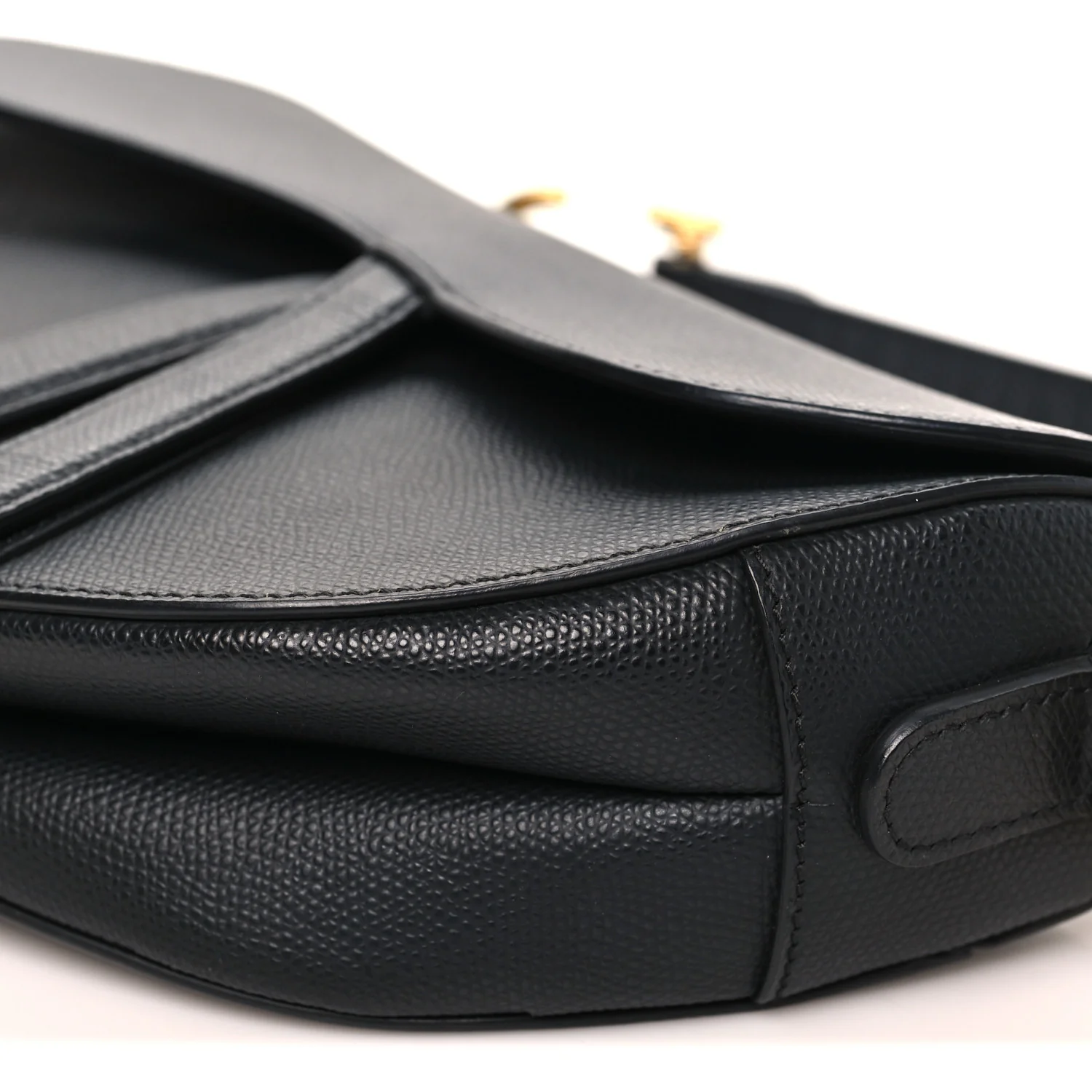 Grained Calfskin Saddle Bag Black