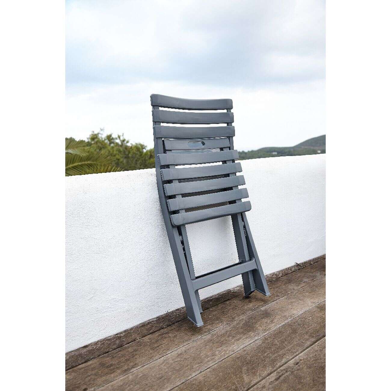 Chaise de jardin pliante Relax plastique gris
