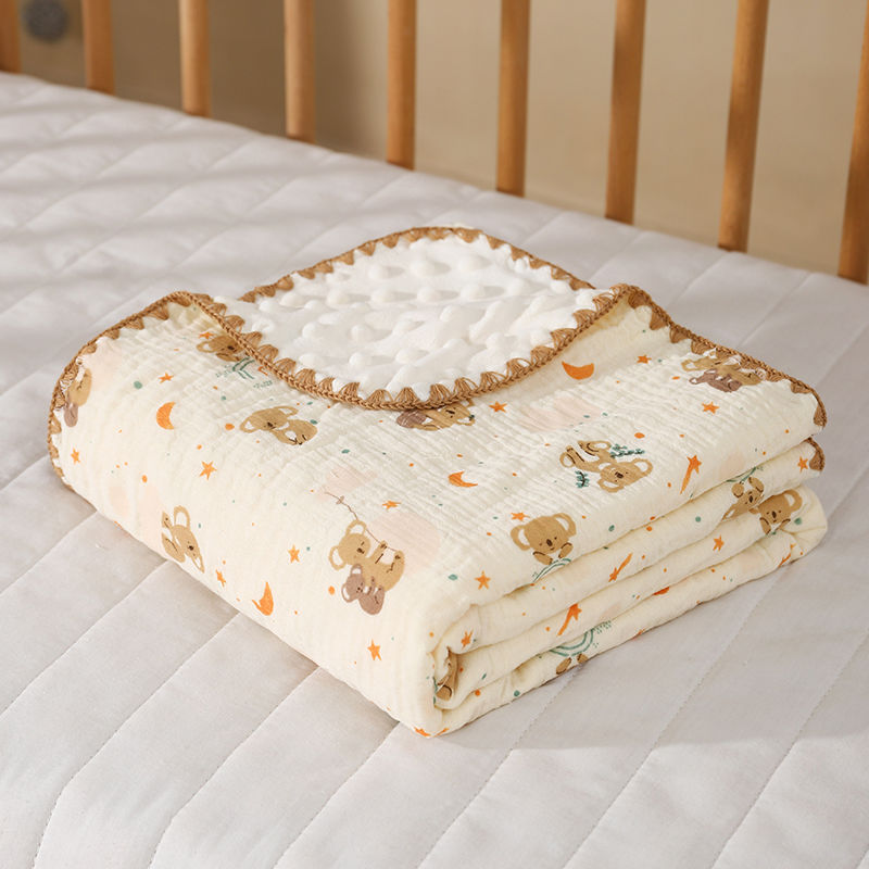 All Season 3D Doudou Fleece Newborn Blanket Double Layer Crinkle Gauze Multi-Use Swaddle Receiving Europe Style 300tc