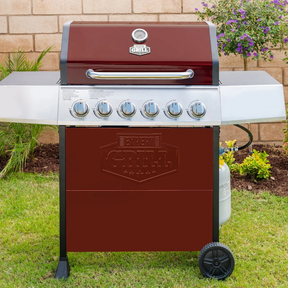 6 Burner Propane Gas Grill in Red(Black) - Image 4