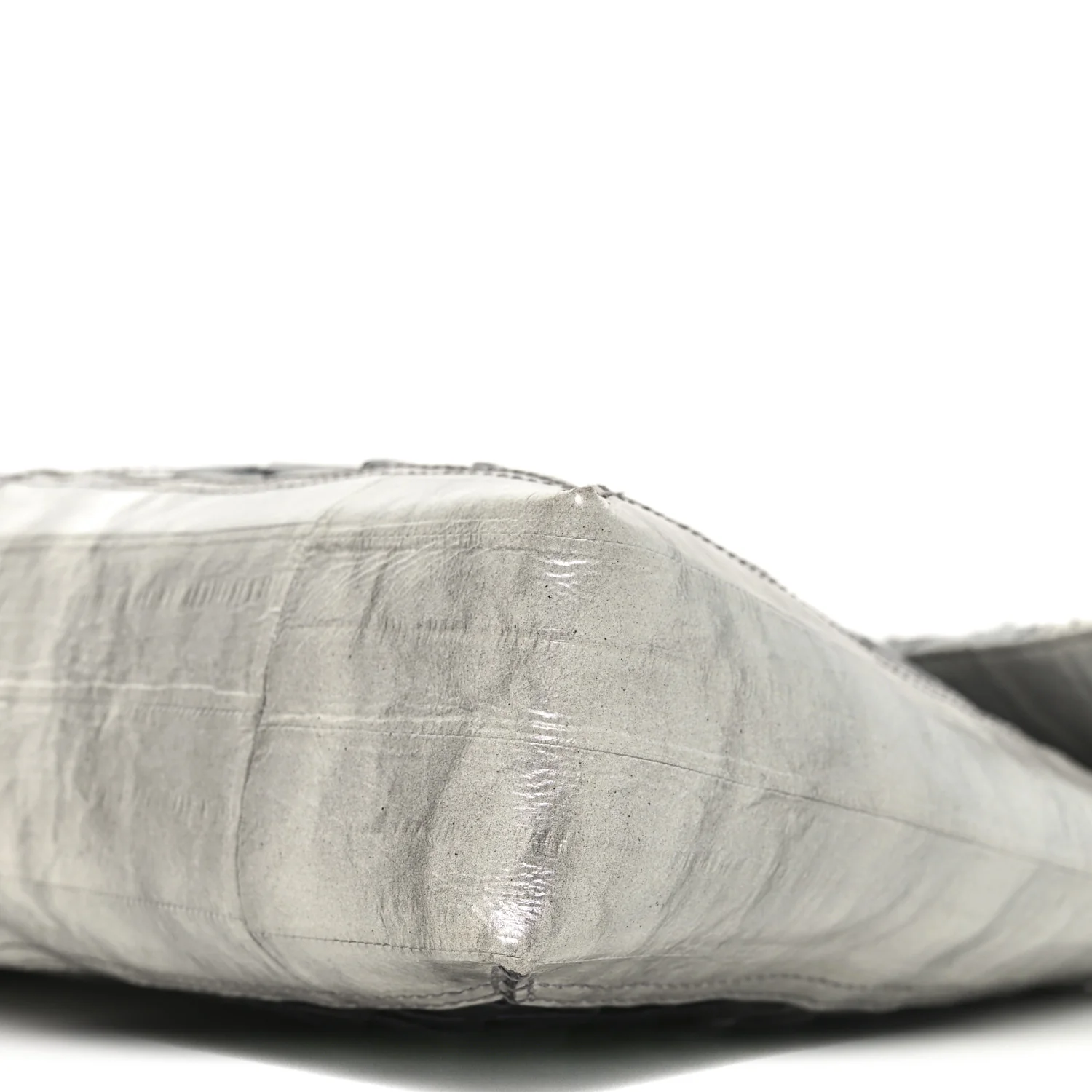 Iridescent Eelskin Maxi Chain Baguette Bag Grey Multicolor