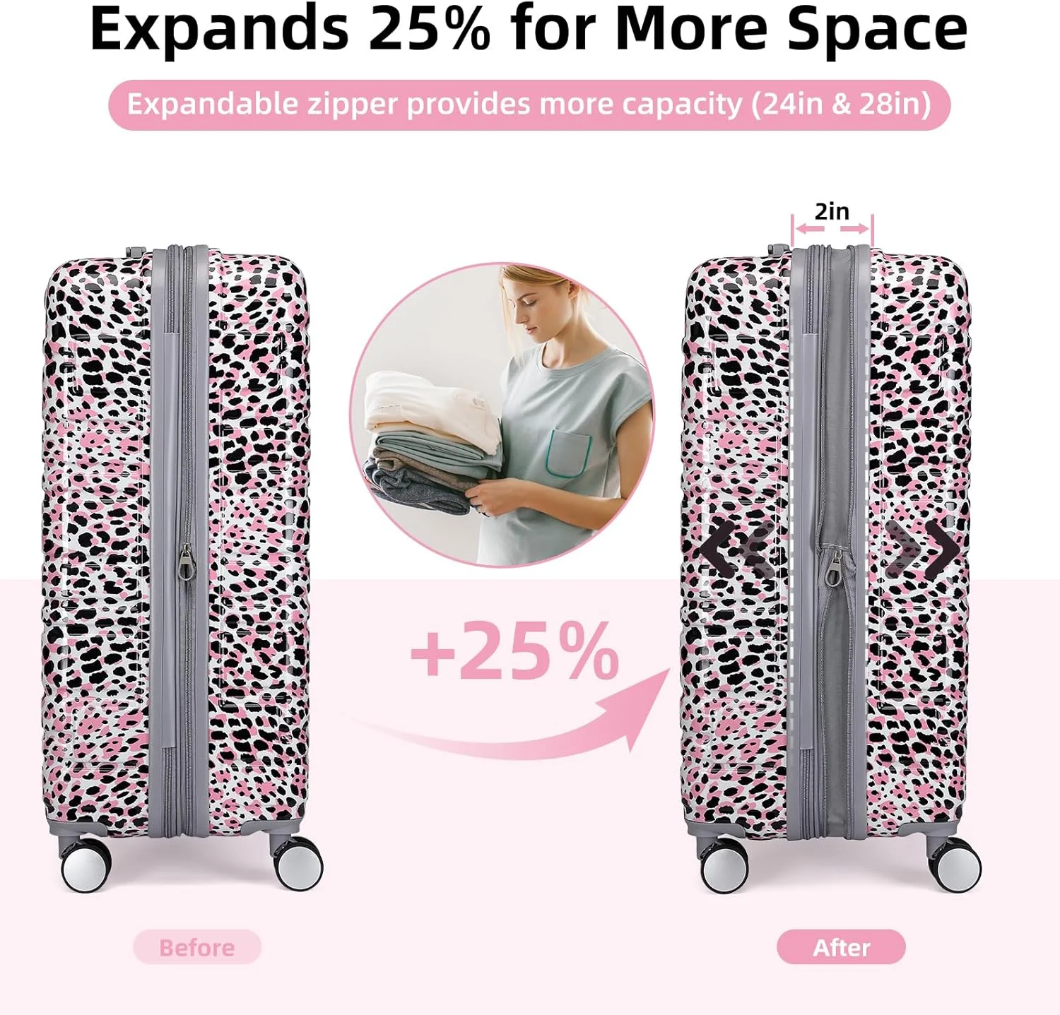 Ensemble de 6 valises, ensemble de valises rigides extensibles avec roulettes multidirectionnelles, ensemble de bagages à roulettes légers