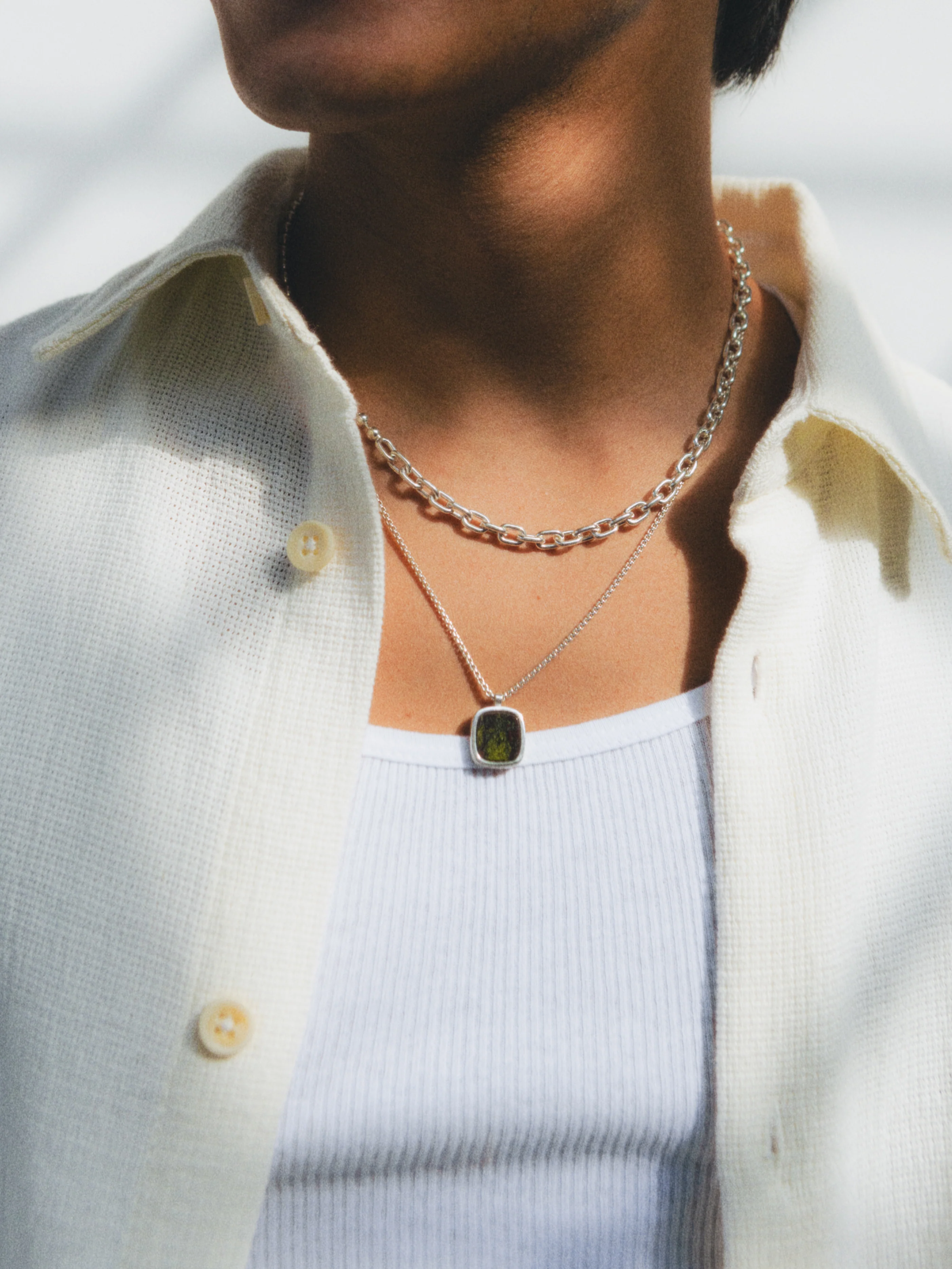 Wells Necklace in Dragon Jasper and Sterling Silver
