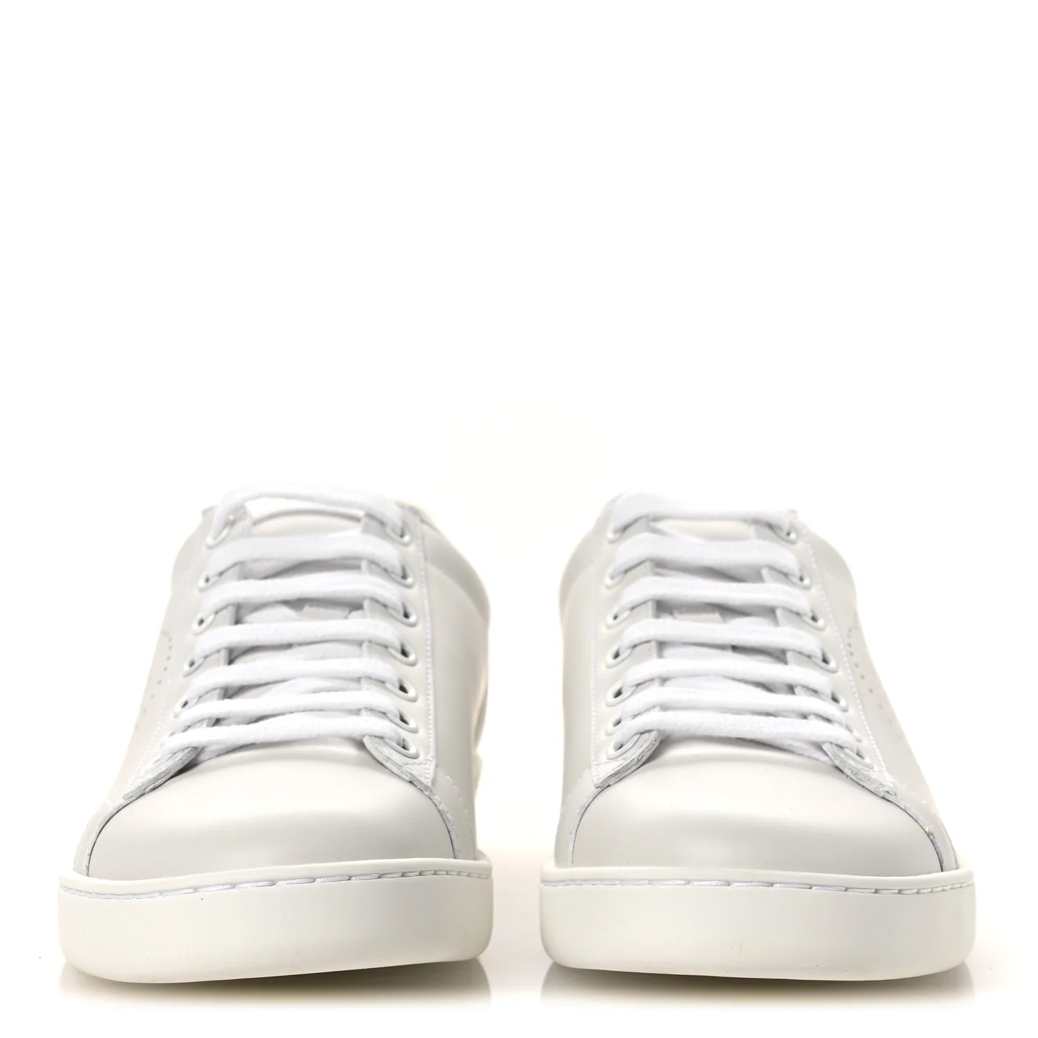 Calfskin Interlocking G Perforated Womens Ace Sneakers 37 White Grey Sky