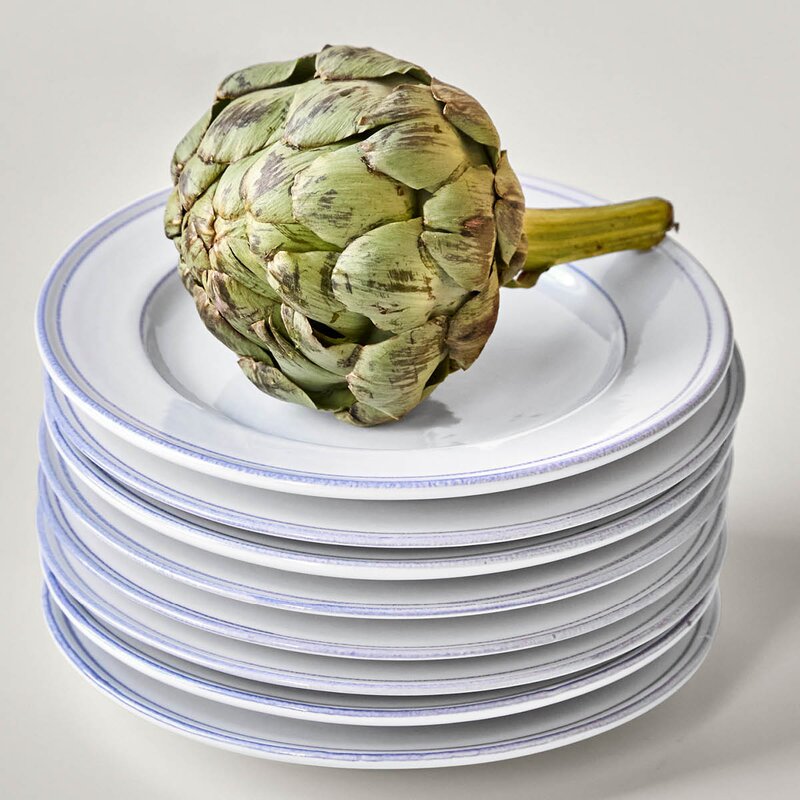 Bistro lunsjtallerken 21 cm 2 stk blå/hvit