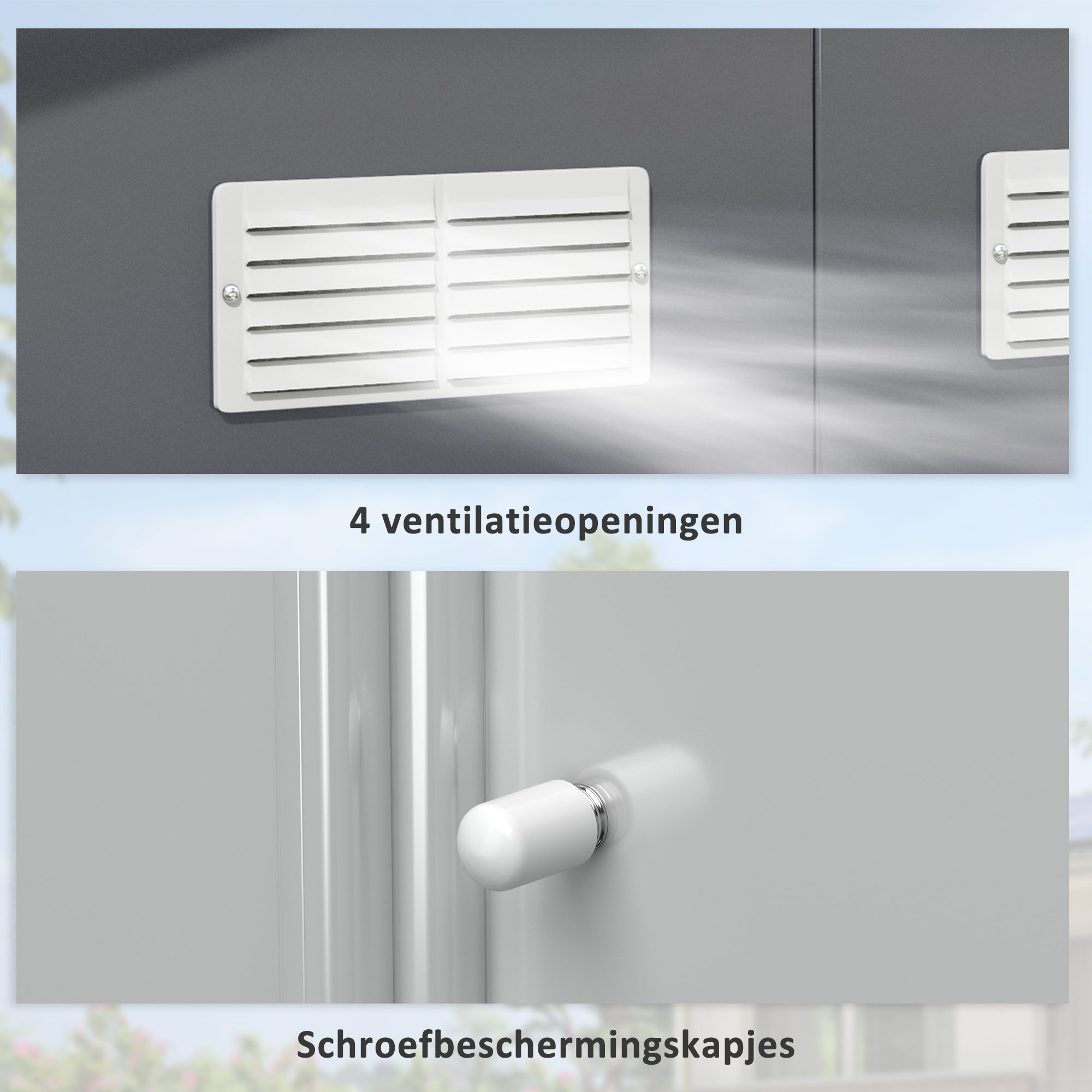 Outsunny Gereedschapsschuur met fundering 24,5 m³ gereedschapsschuur tuinhuisje stalen schuifdeur