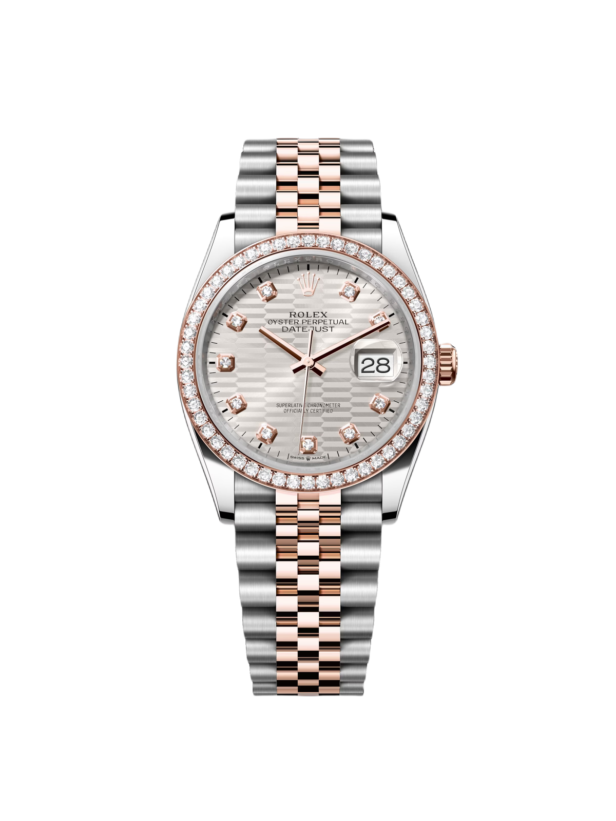 【Super Clone】RLX  Datejust 36mm 126281 Silver Palm Index Dial Jubilee Bracelet
