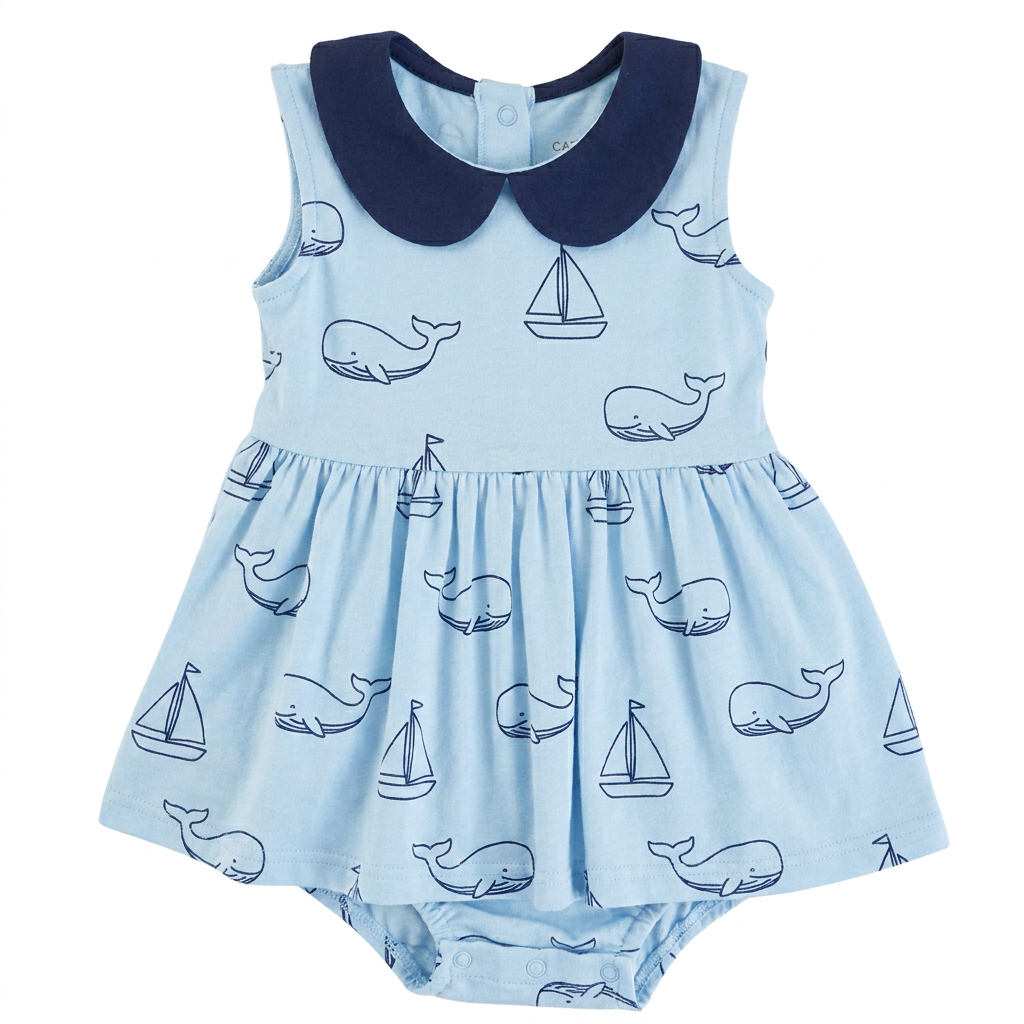 Fashion Trendy Blue Pink Color Cute Daisy Pattern Snap Button Design Baby Girl Romper Dress Jumpsuit Outdoor Picnic Photo Shoot