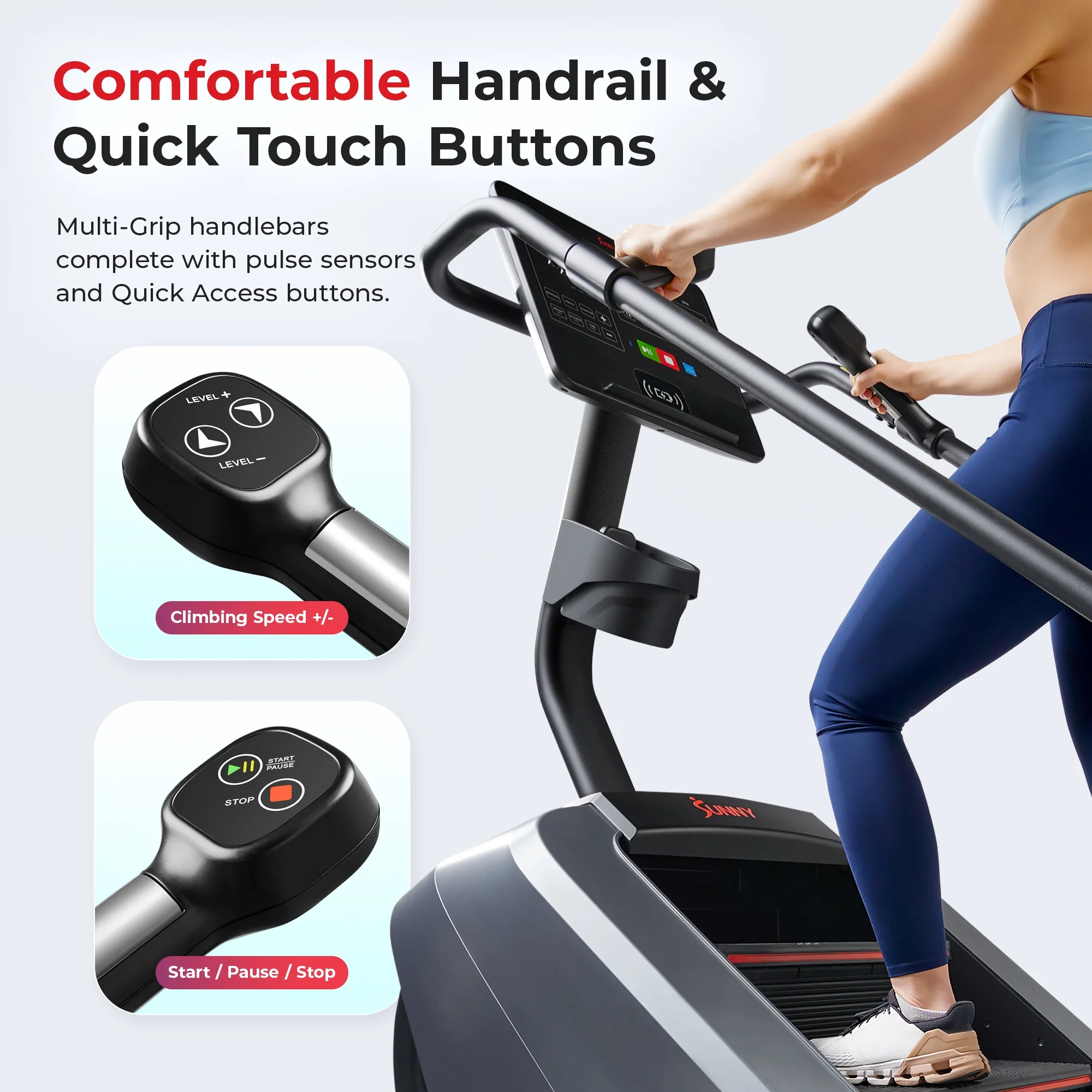 Sunny Health & Fitness High - Intensity Stair Stepper Climber, Commercial Grade, 25 Levels of EMS, Cardio and Lower Exercise, 400 lb Capacity W FREE Sunnyfit App - SF - X7300SMART