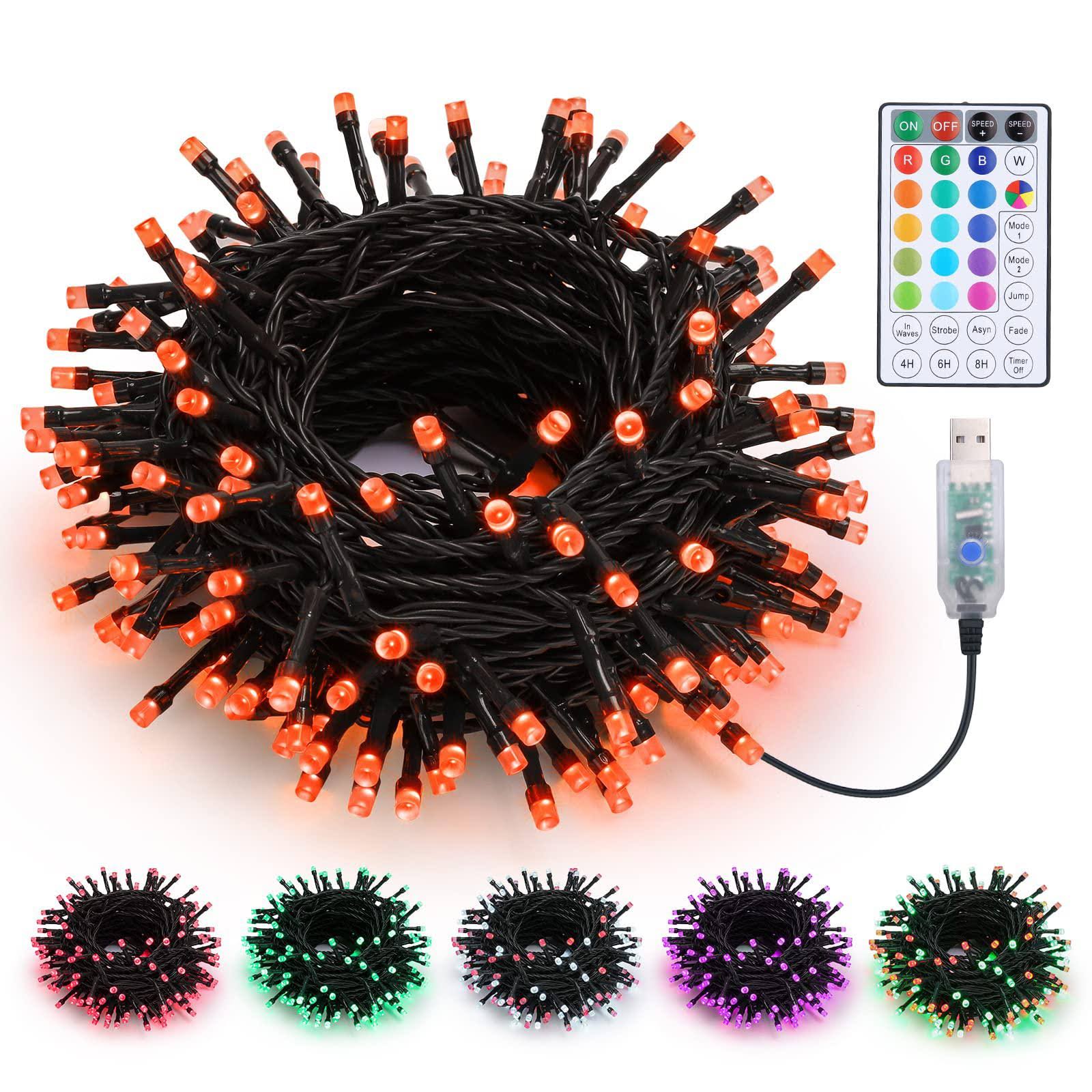 BrizLabs RGB Xmas Tree Light, 33ft 100 LED Color Changing Christmas Lights Unique Dual Color USB Powered String Lights with Remote, Indoor Outdoor