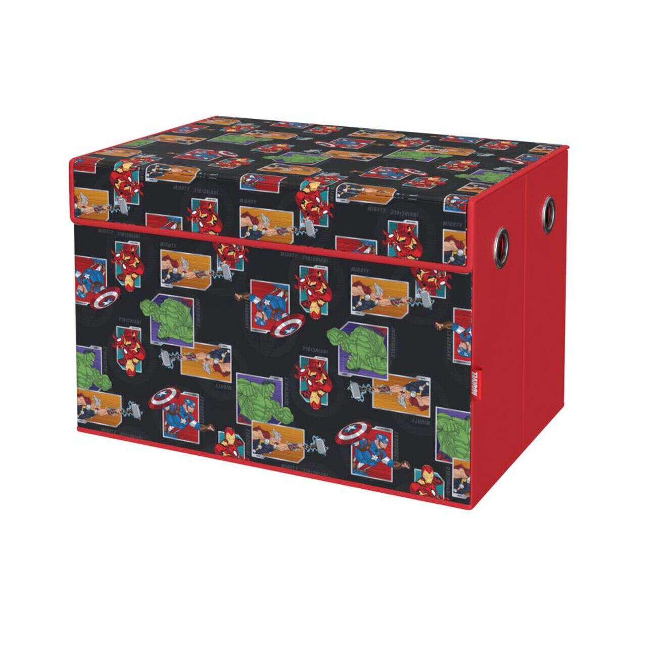 Coffre de rangement enfant Marvel rembourré mousse noir 49x33xH32cm