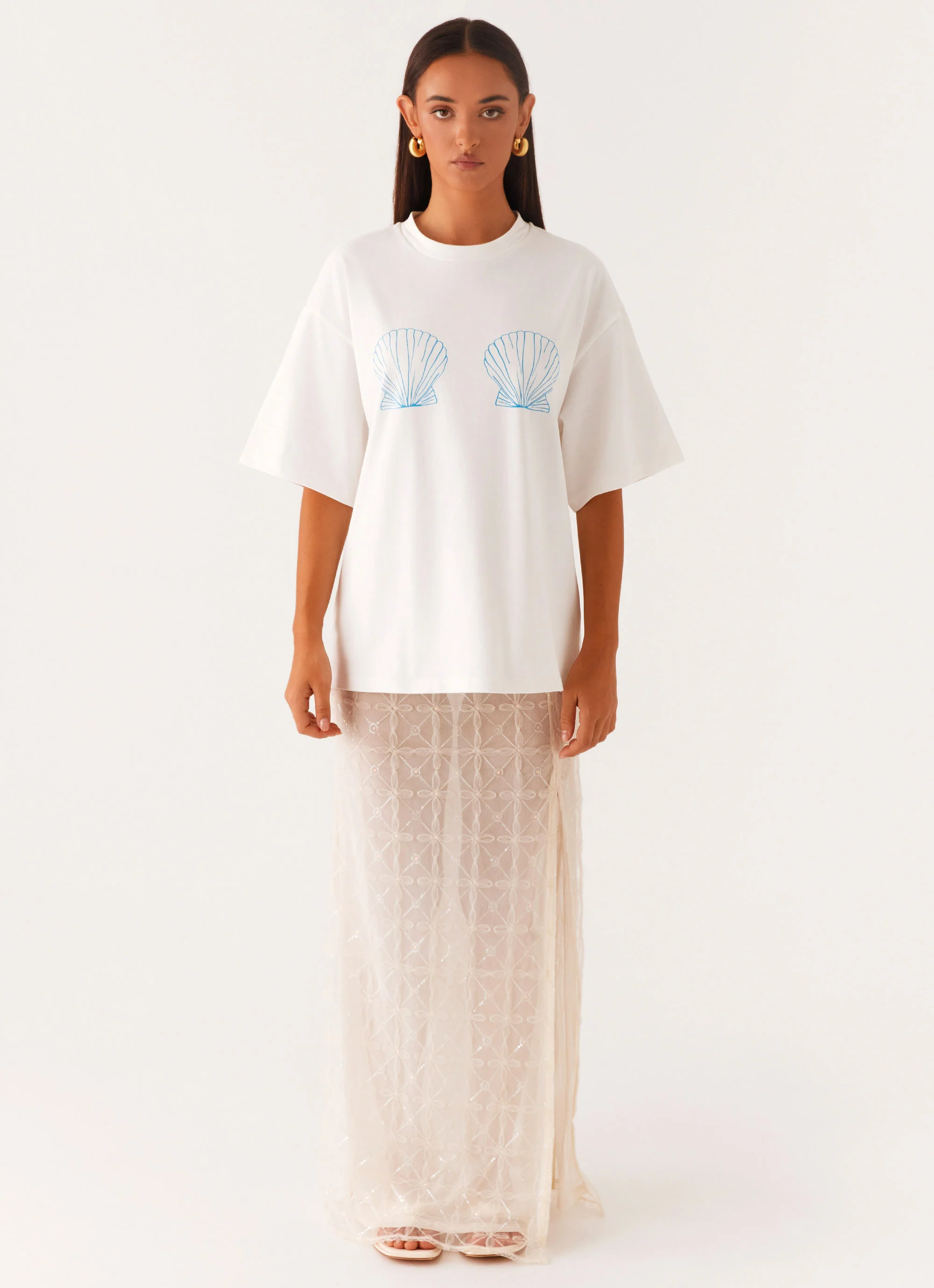 Born To Have Fun Oversized Graphic Tee - Blue Shell