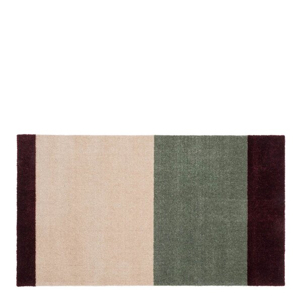 Stripes horisontal gulvmatte 90x60 cm bordeaux/green/ivory