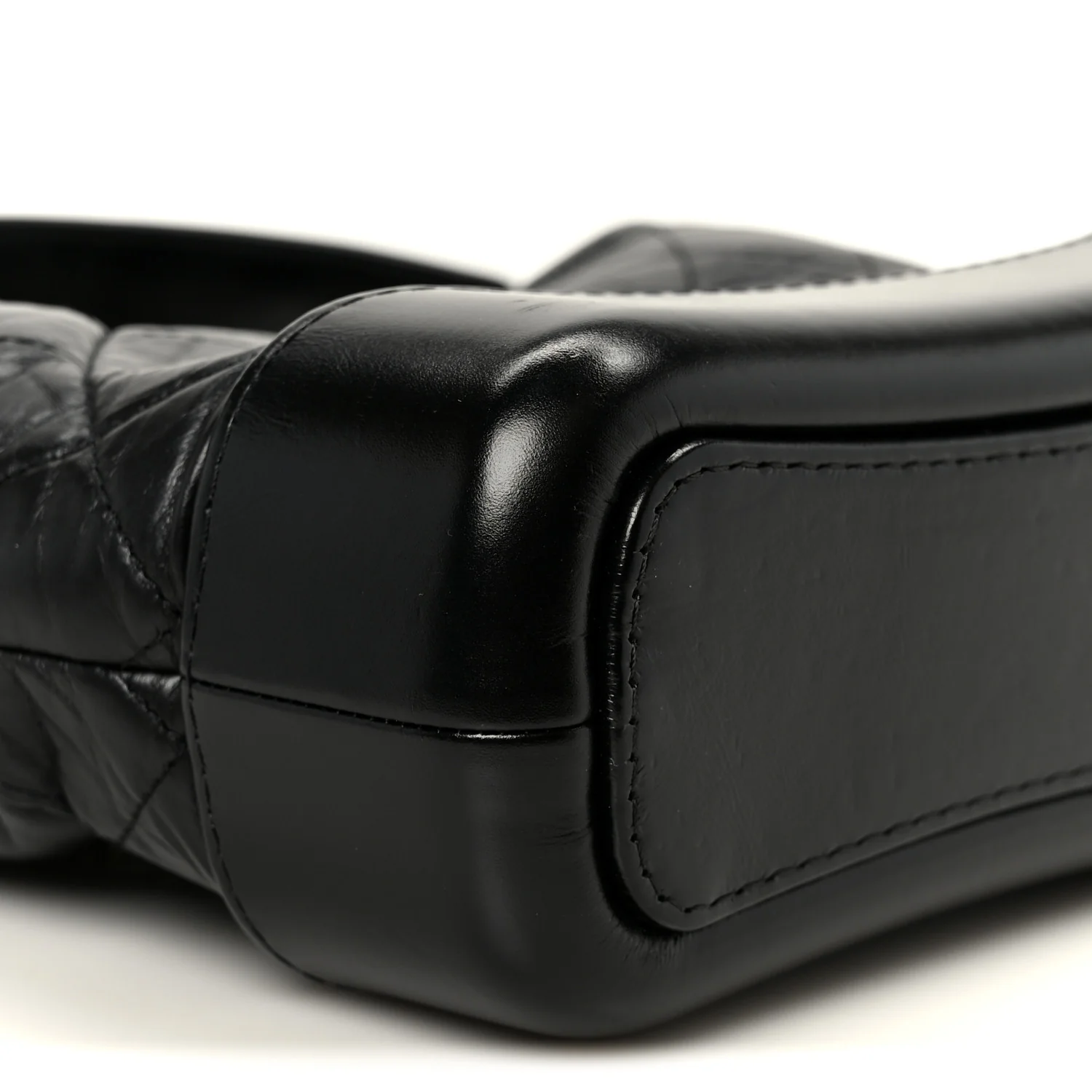 Aged Calfskin Quilted Small Gabrielle Logo Hobo Black