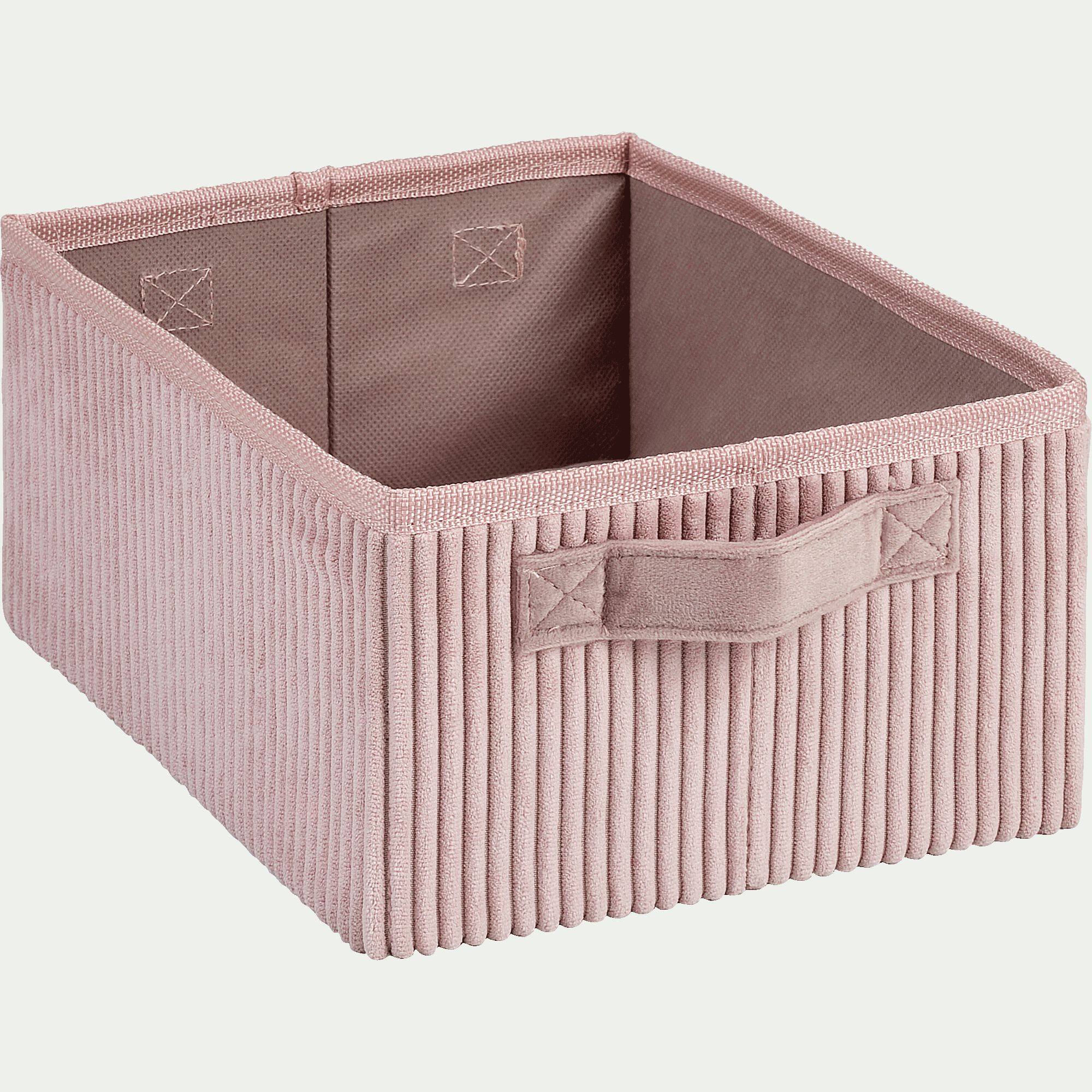 VELA - Panier de rangement en velours côtelé - rose H12xL26xl20cm