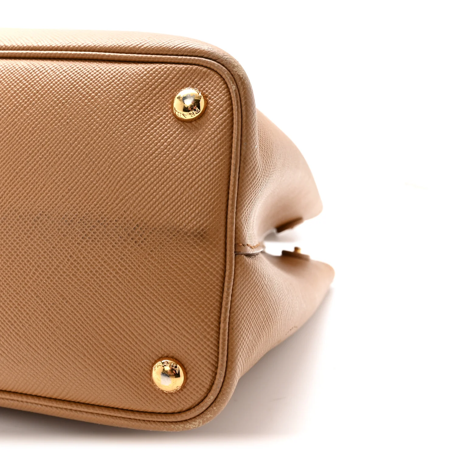 Saffiano Cuir Medium Double Handle Bag Caramel Fuoco