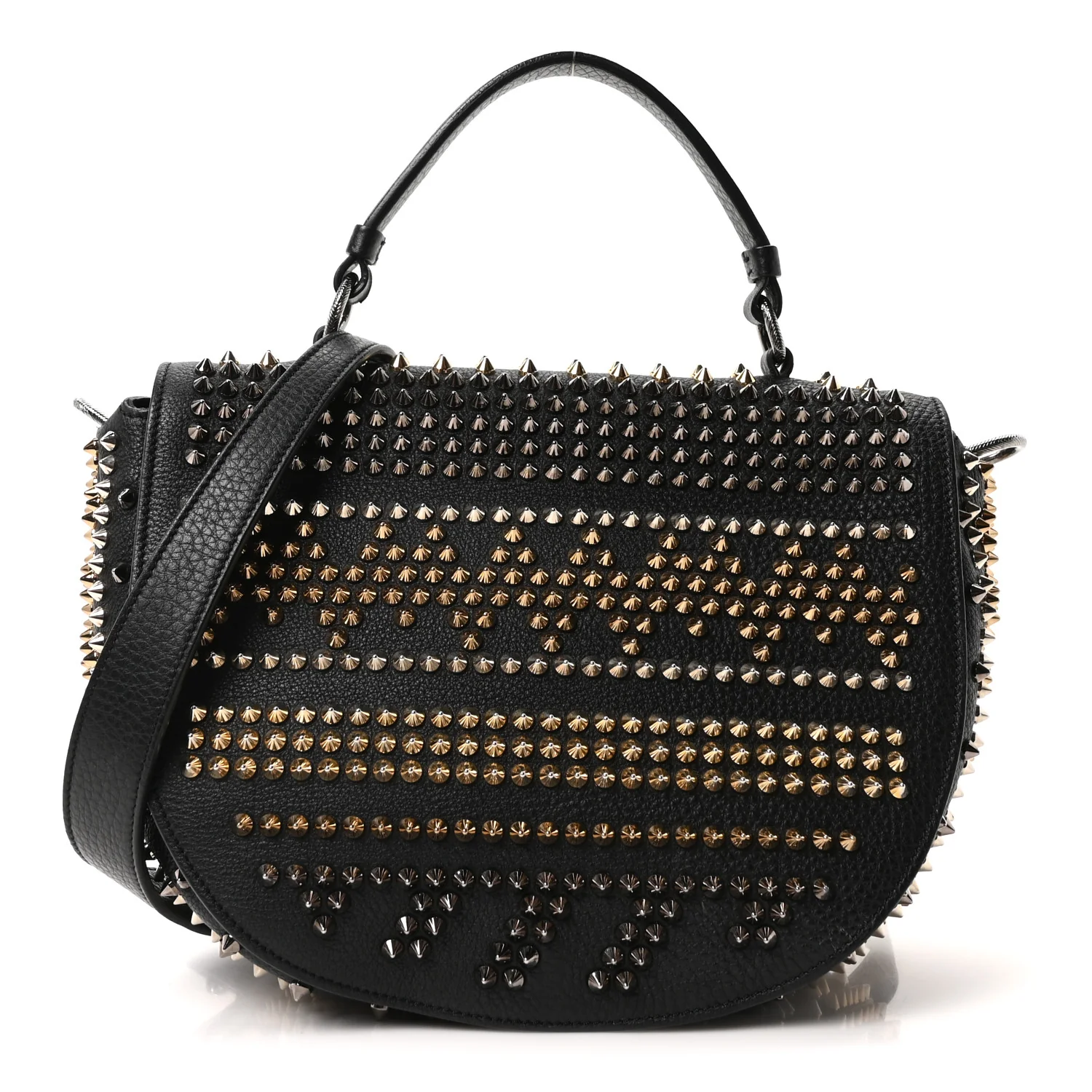 Calfskin Mix Chevron Spikes Panettone Messenger Black