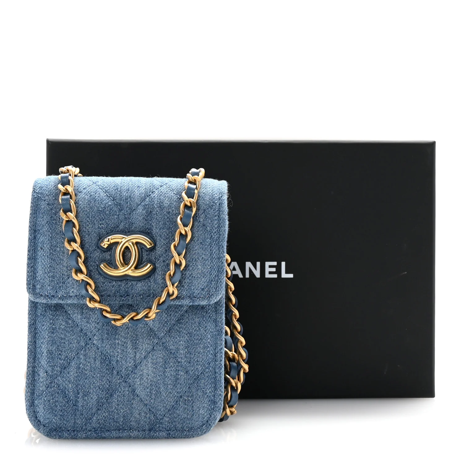 Denim Quilted Flap Mini Crossbody Blue