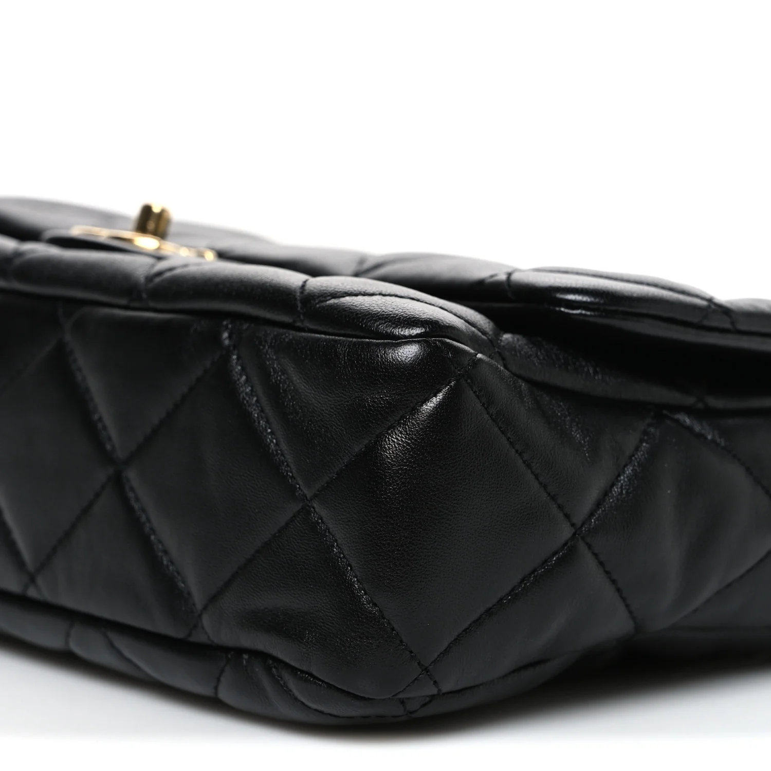 Lambskin Quilted Large CC Funky Town Flap Black