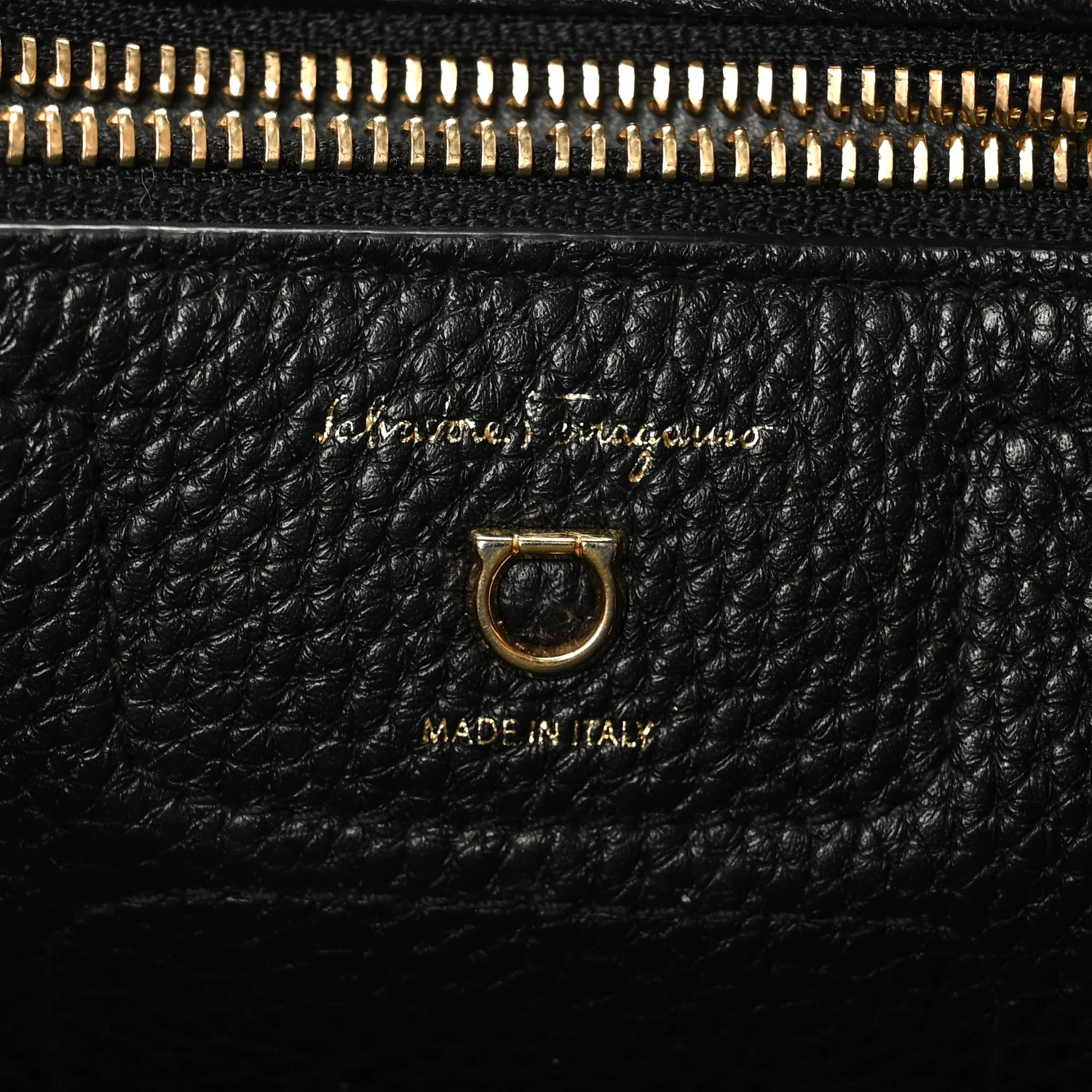 Hammered Calfskin Double Handle Small Amy Tote Black