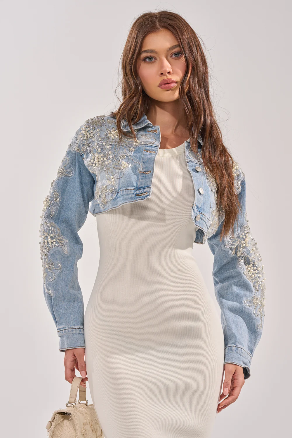 BILLIONAIRE BELLE EMBELLISHED DENIM JACKET - Akira Store