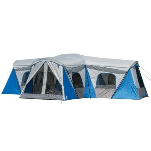 Tente familiale cabane de 16 personnes avec 3 pièces et 3 entrées
